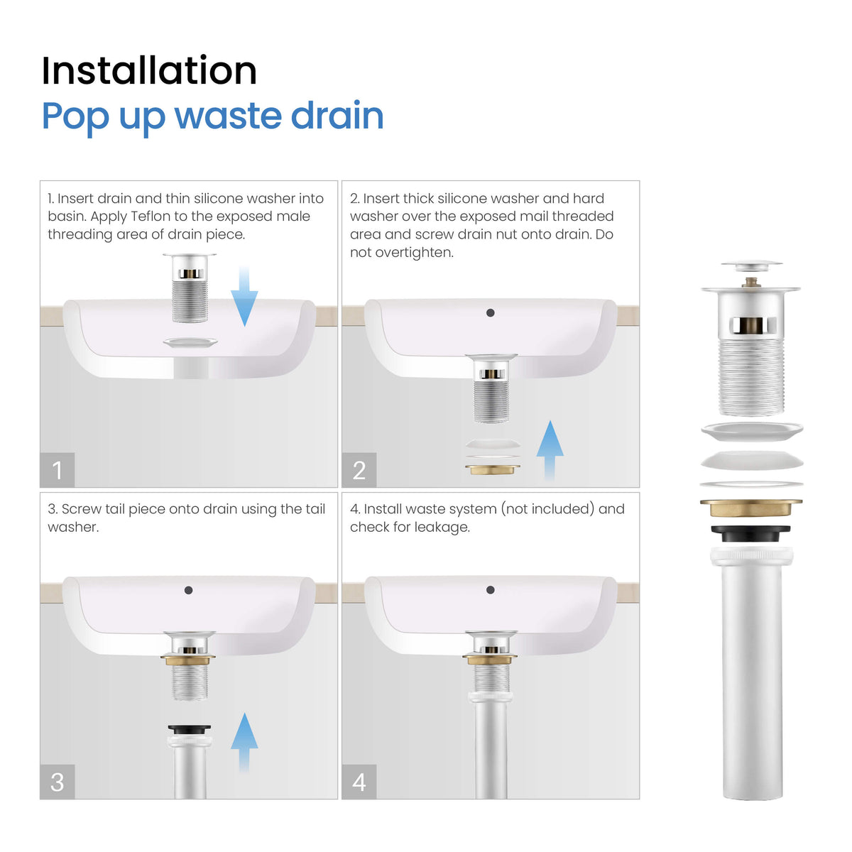Halo Single Handle Bathroom Vanity Sink Faucet with Pop Up Drain - CBF-1008