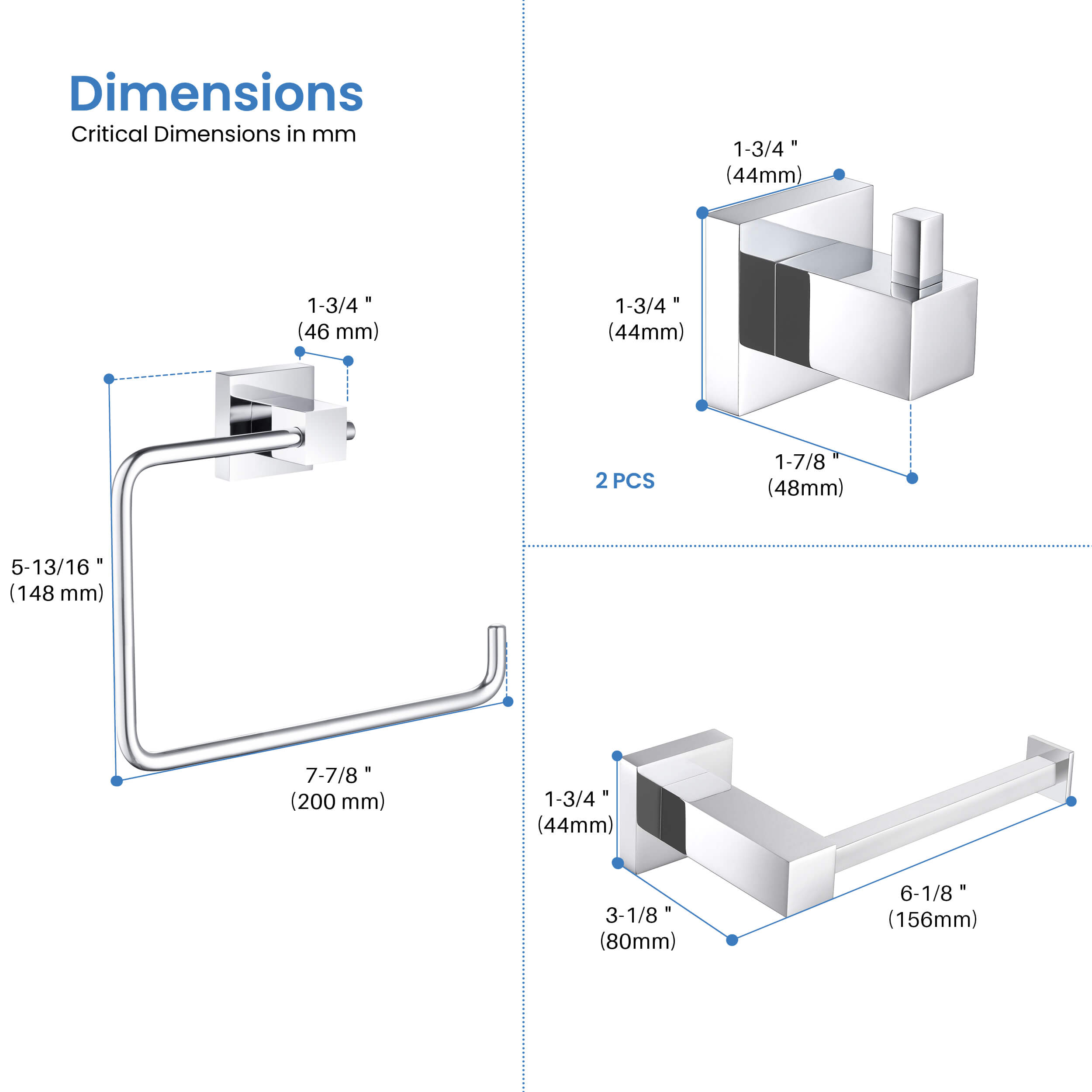 Quadra 4-Piece Bathroom Hardware Set - C-CBA15-4-1