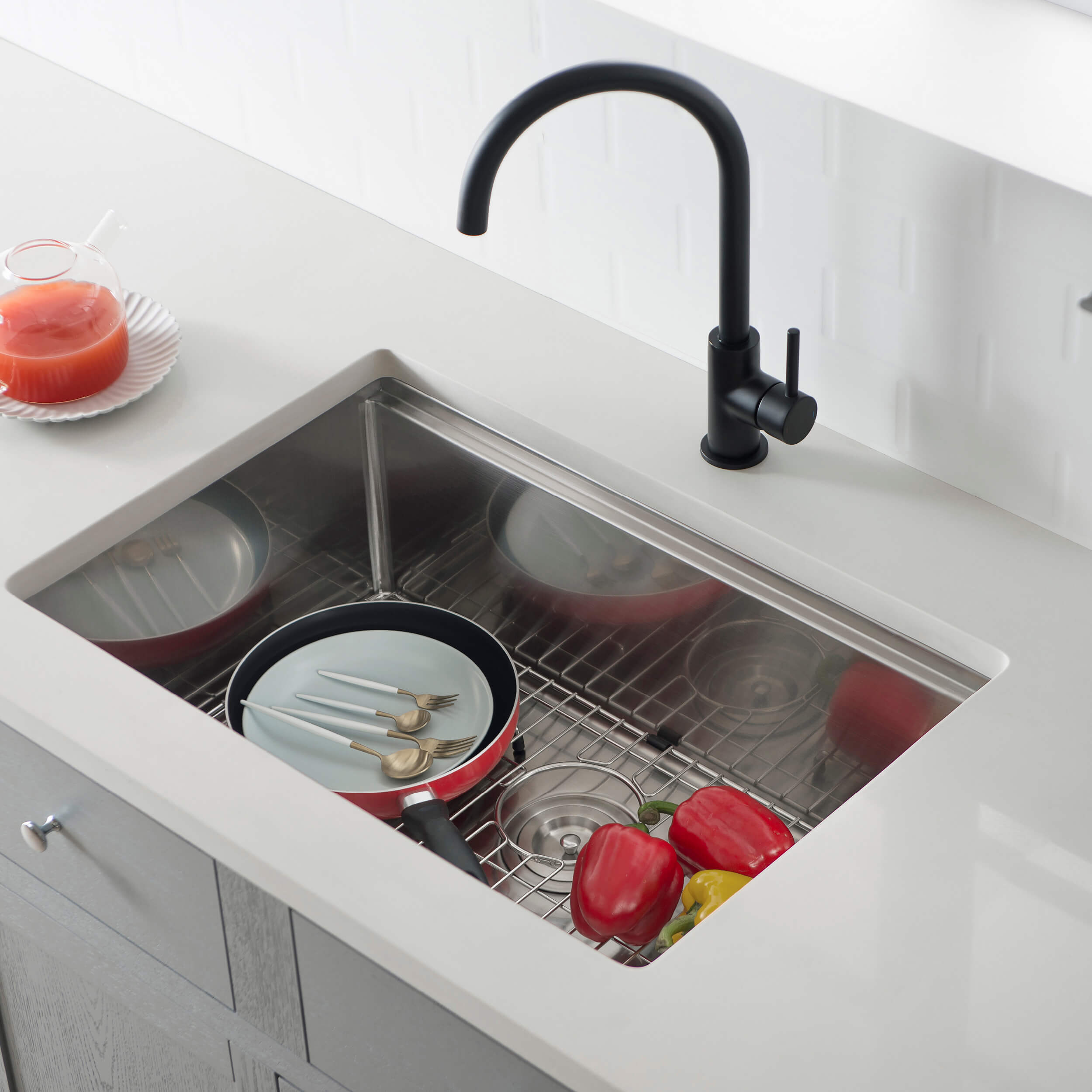 28" Undermount Single Bowl Stainless Steel Workstation Sink - C1-28ST