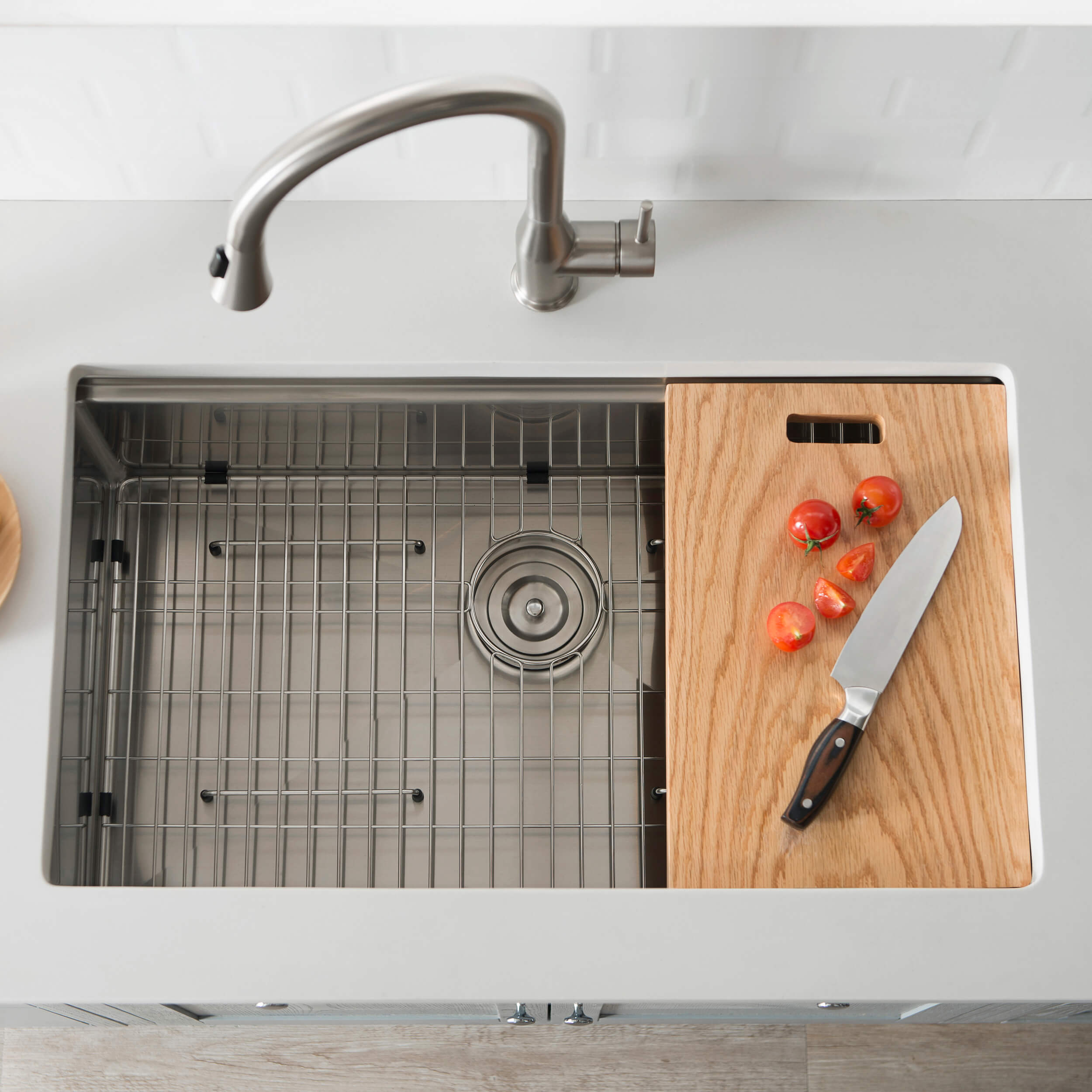 33" Undermount Single Bowl Stainless Steel Workstation Sink - C1-33ST