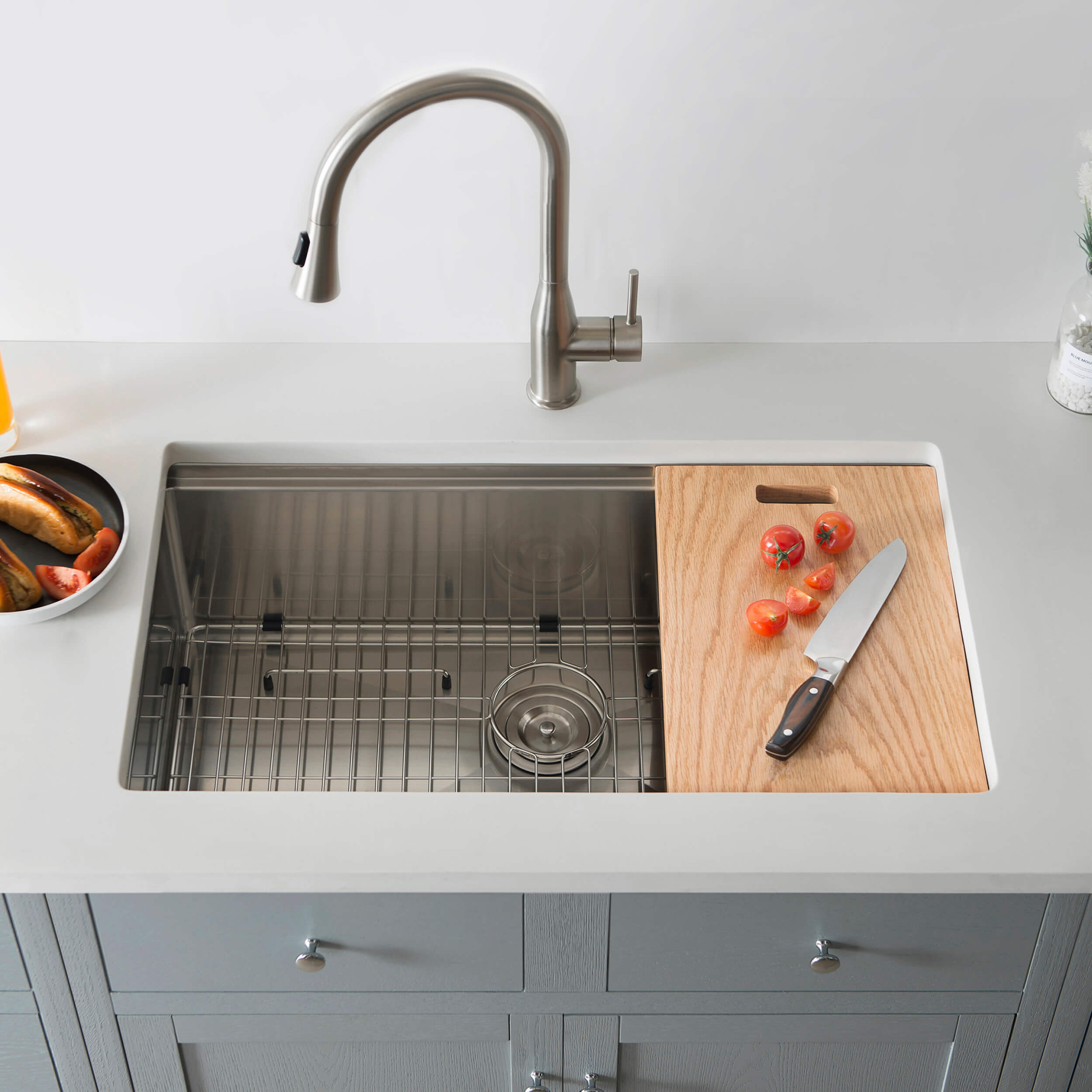 33" Undermount Single Bowl Stainless Steel Workstation Sink - C1-33ST