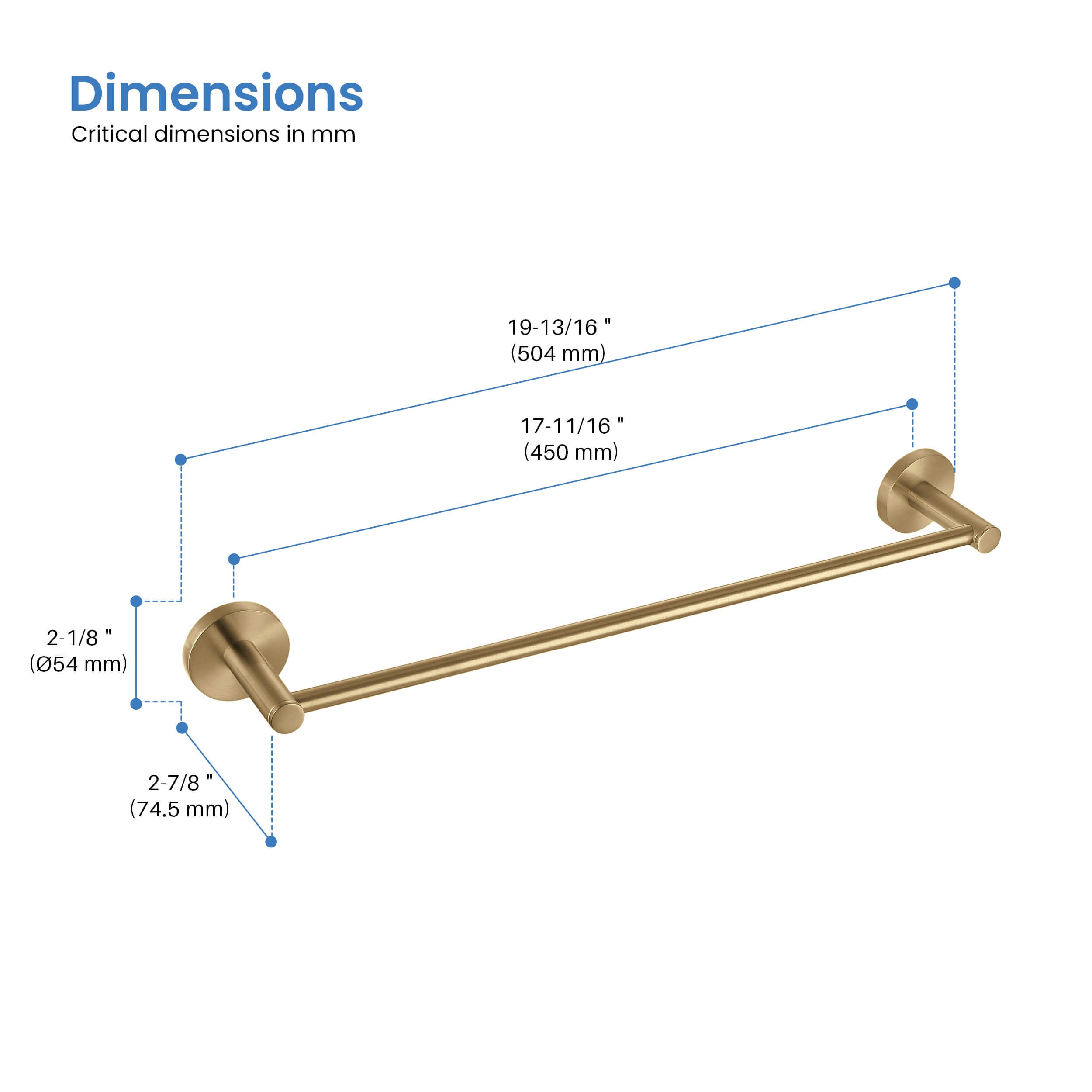 Halo Bathroom 18" Towel Bar - CBA-1407