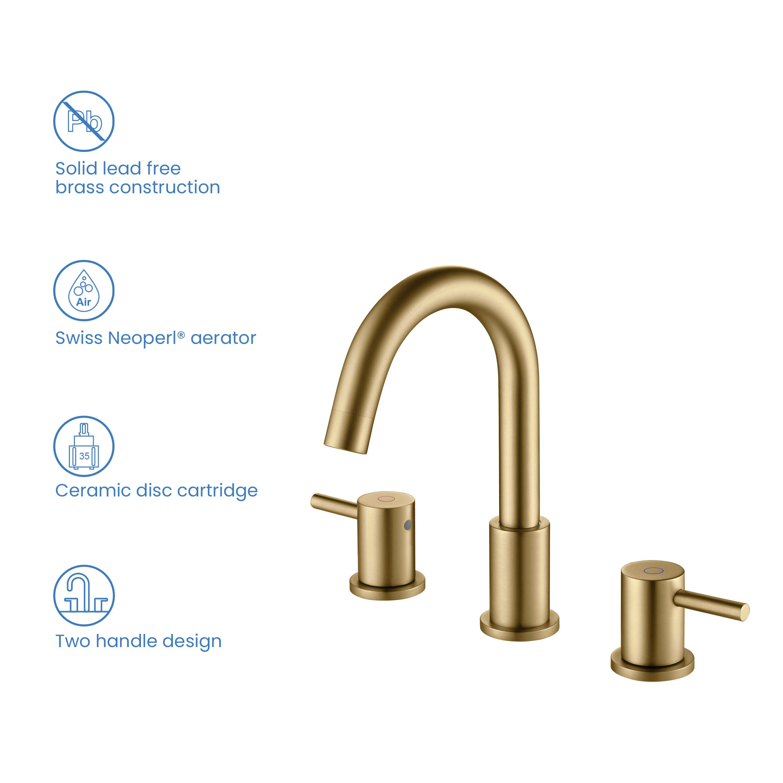 Halo 8" Widespread Bathroom Sink Faucet with Drain Assembly - CBF-1016