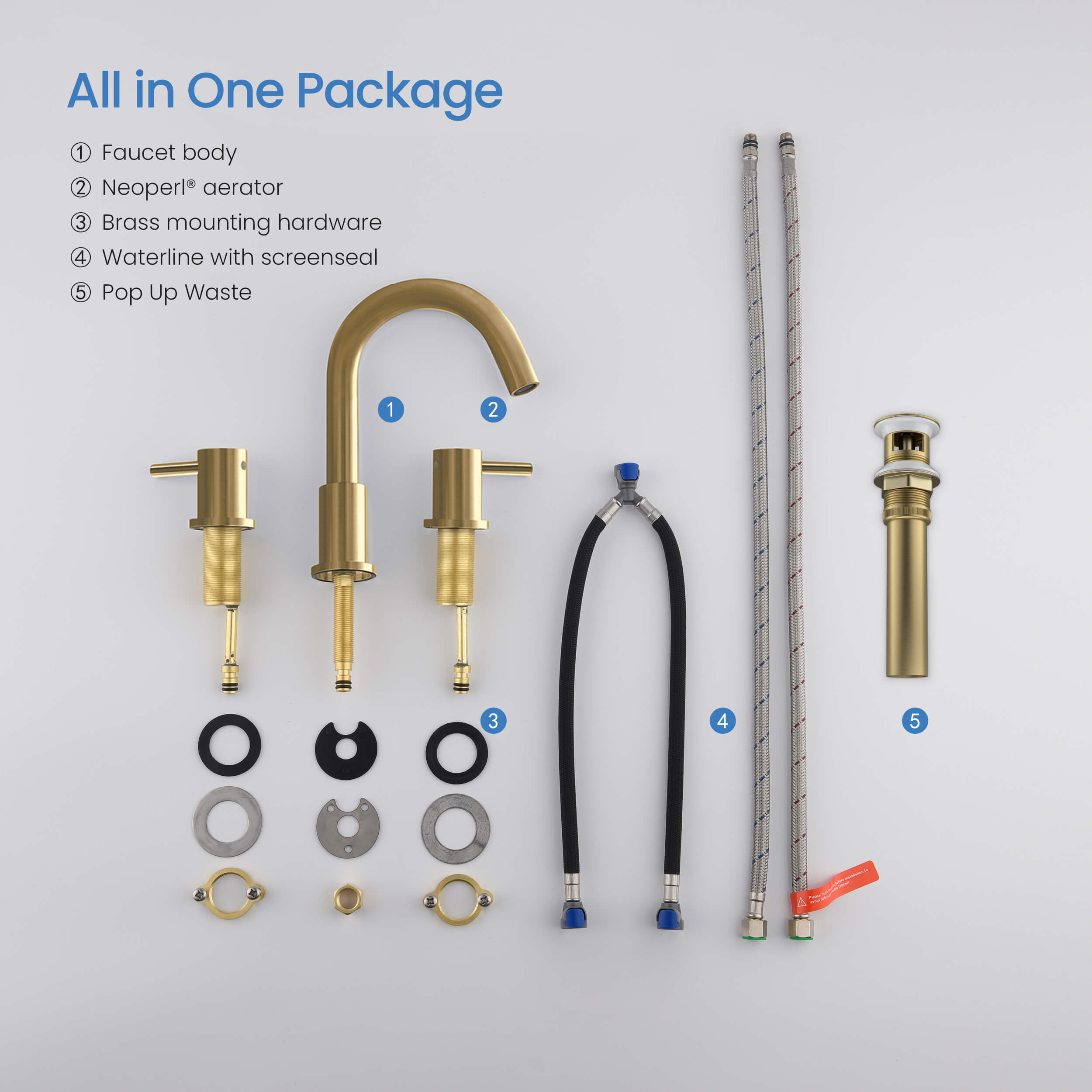 Halo 8" Widespread Bathroom Sink Faucet with Drain Assembly - CBF-1016