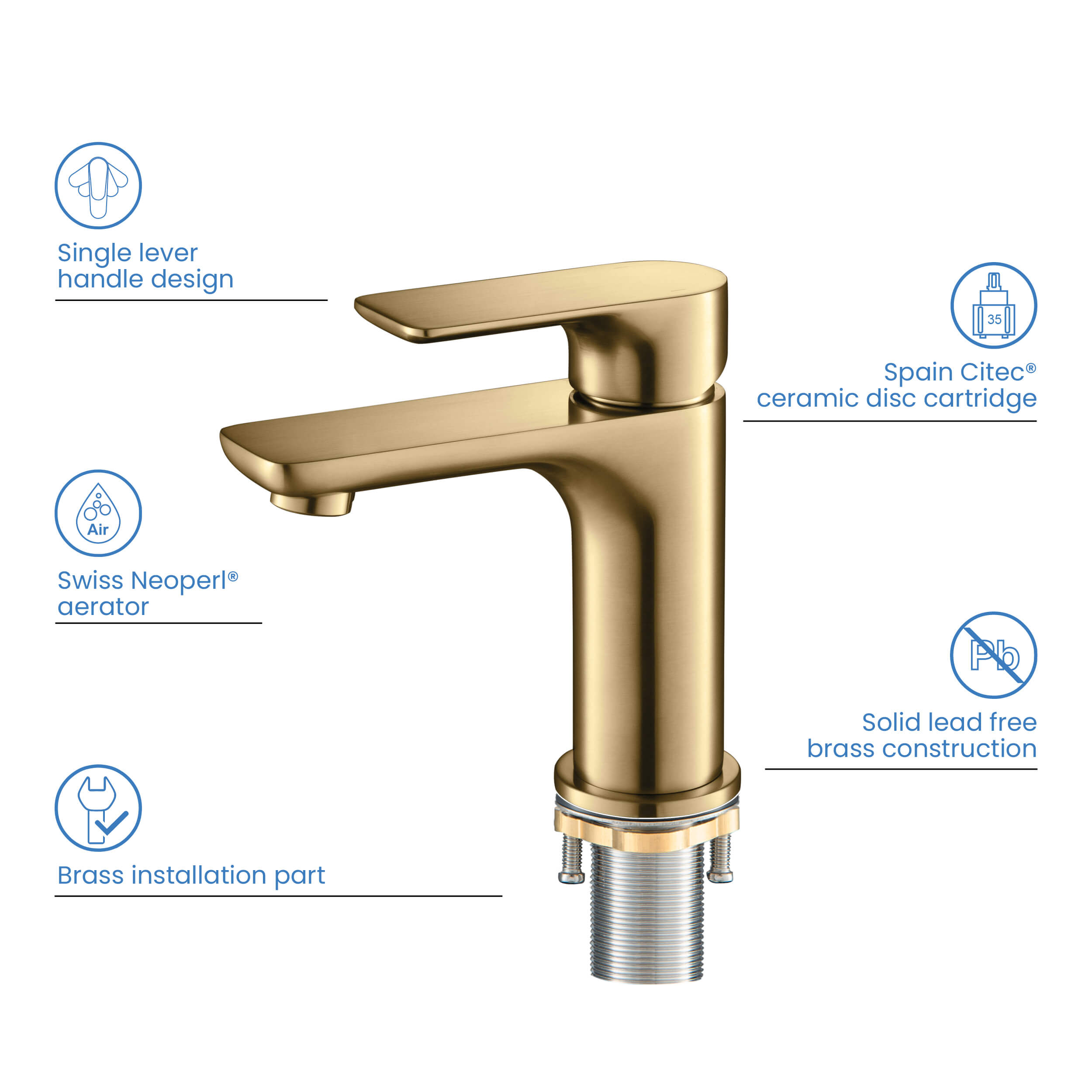 Austin Single Handle Bathroom Vanity Sink Faucet with Pop Up Drain - CBF-1019