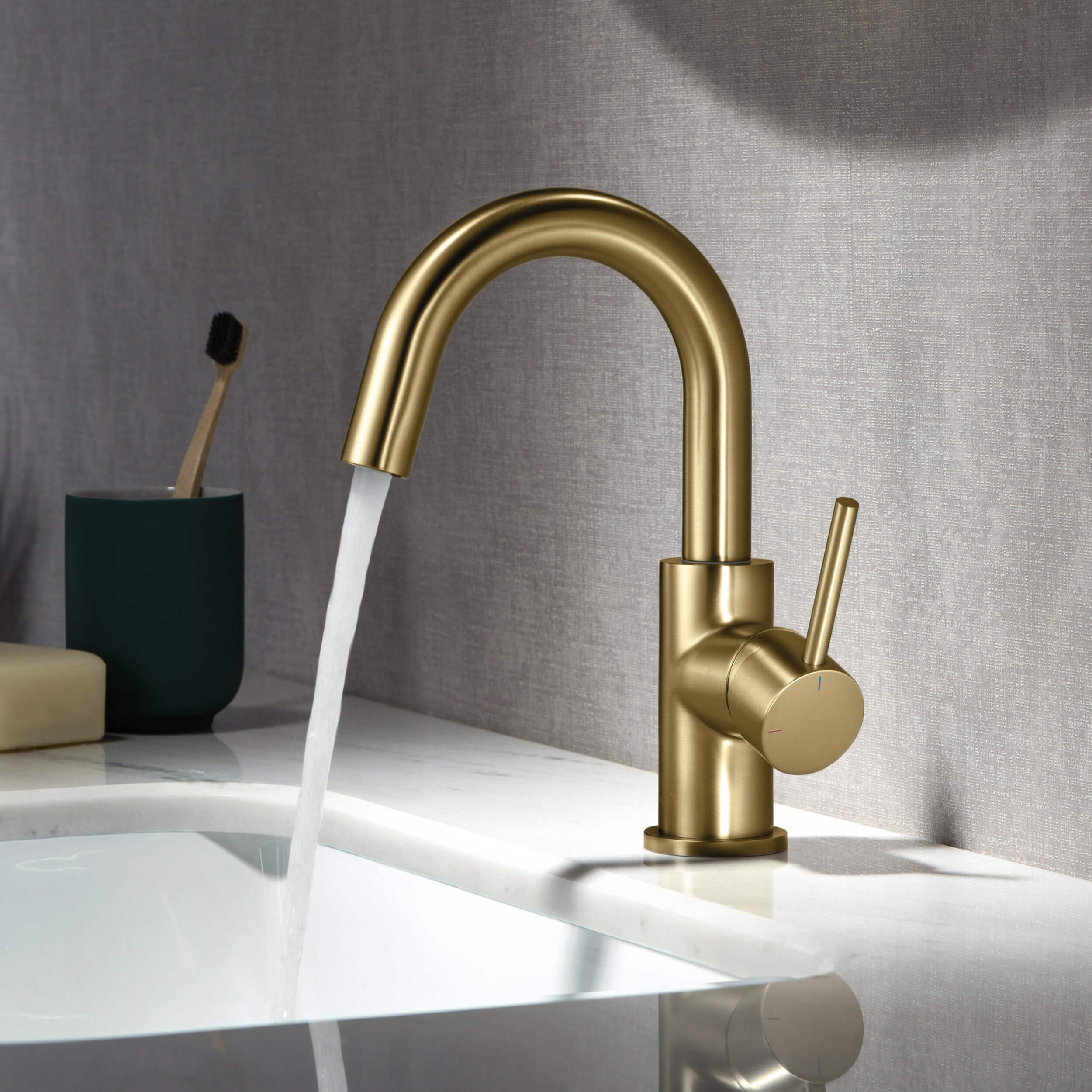 Halo High-Arc Single Handle Bathroom Vanity Sink Faucet with Pop Up Drain - CBF-1021