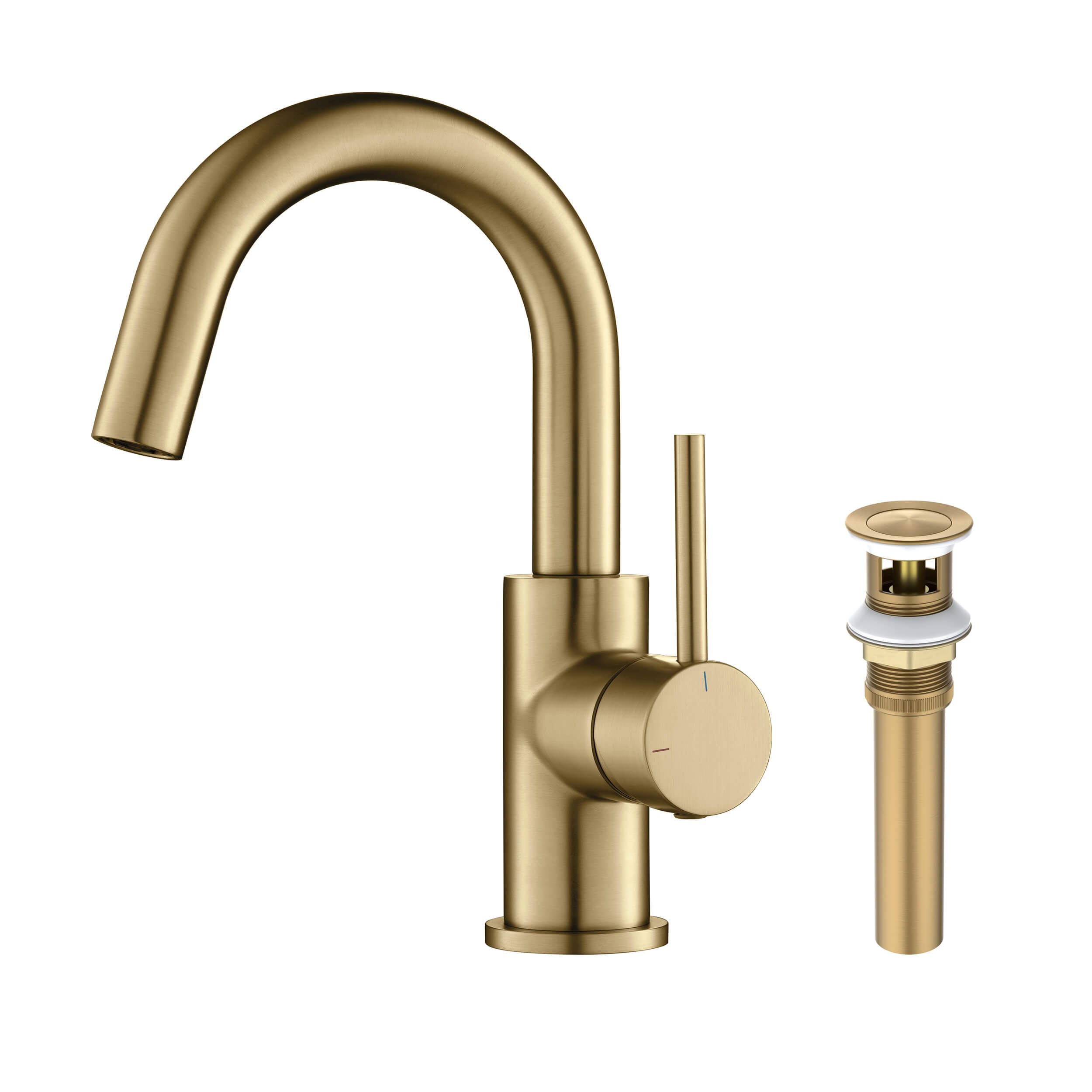 Halo High-Arc Single Handle Bathroom Vanity Sink Faucet with Pop Up Drain - CBF-1021