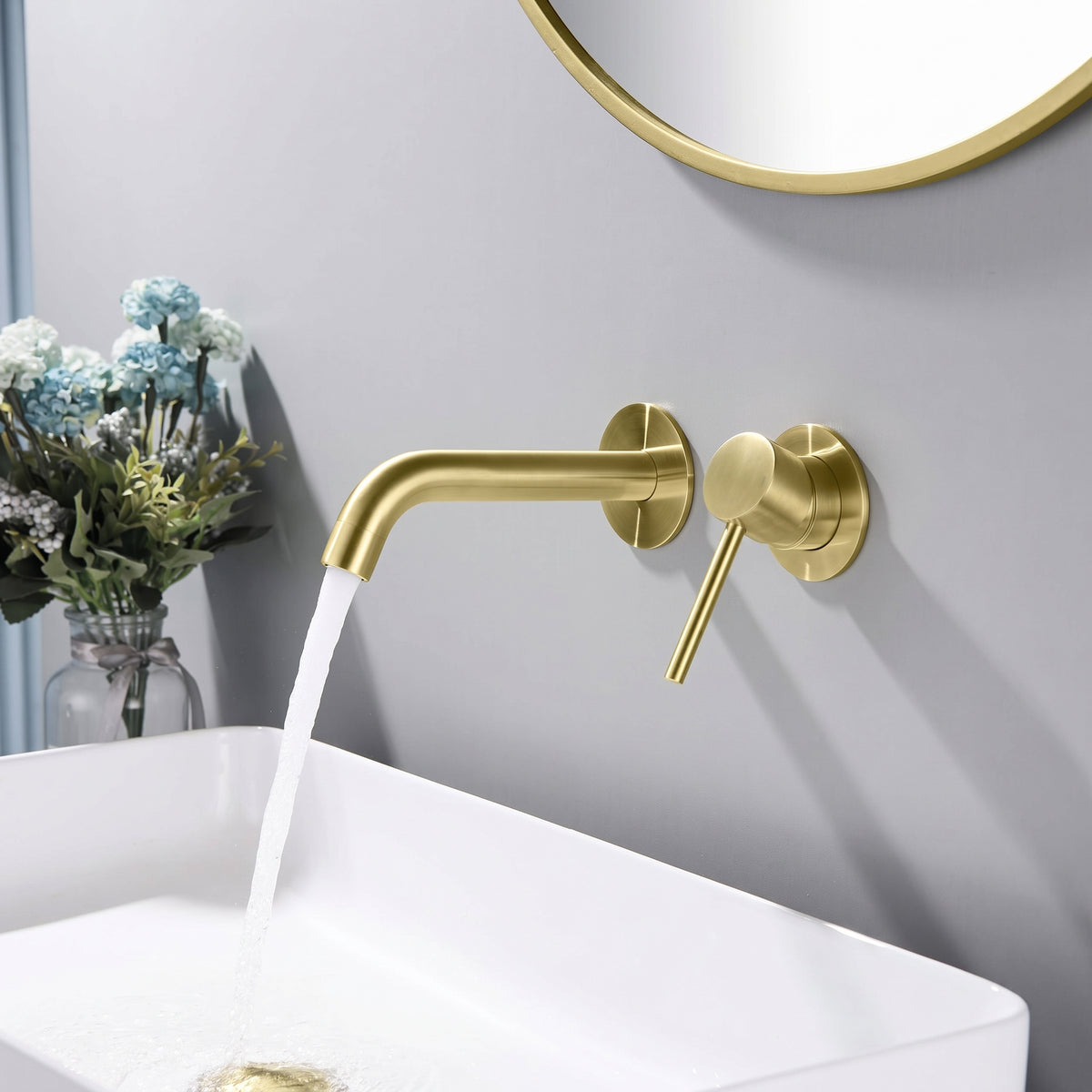 Halo Wall Mount Single Handle Bathroom Vanity Sink Faucet - CBF-1023