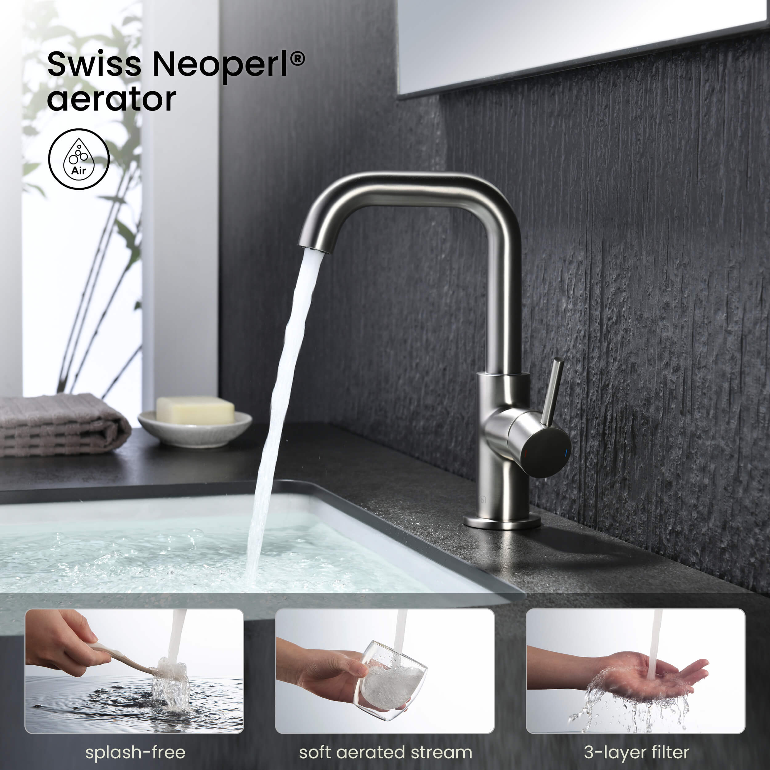 Tampa Single Handle High-Arc Bathroom Vanity Sink Faucet - CBF-1028