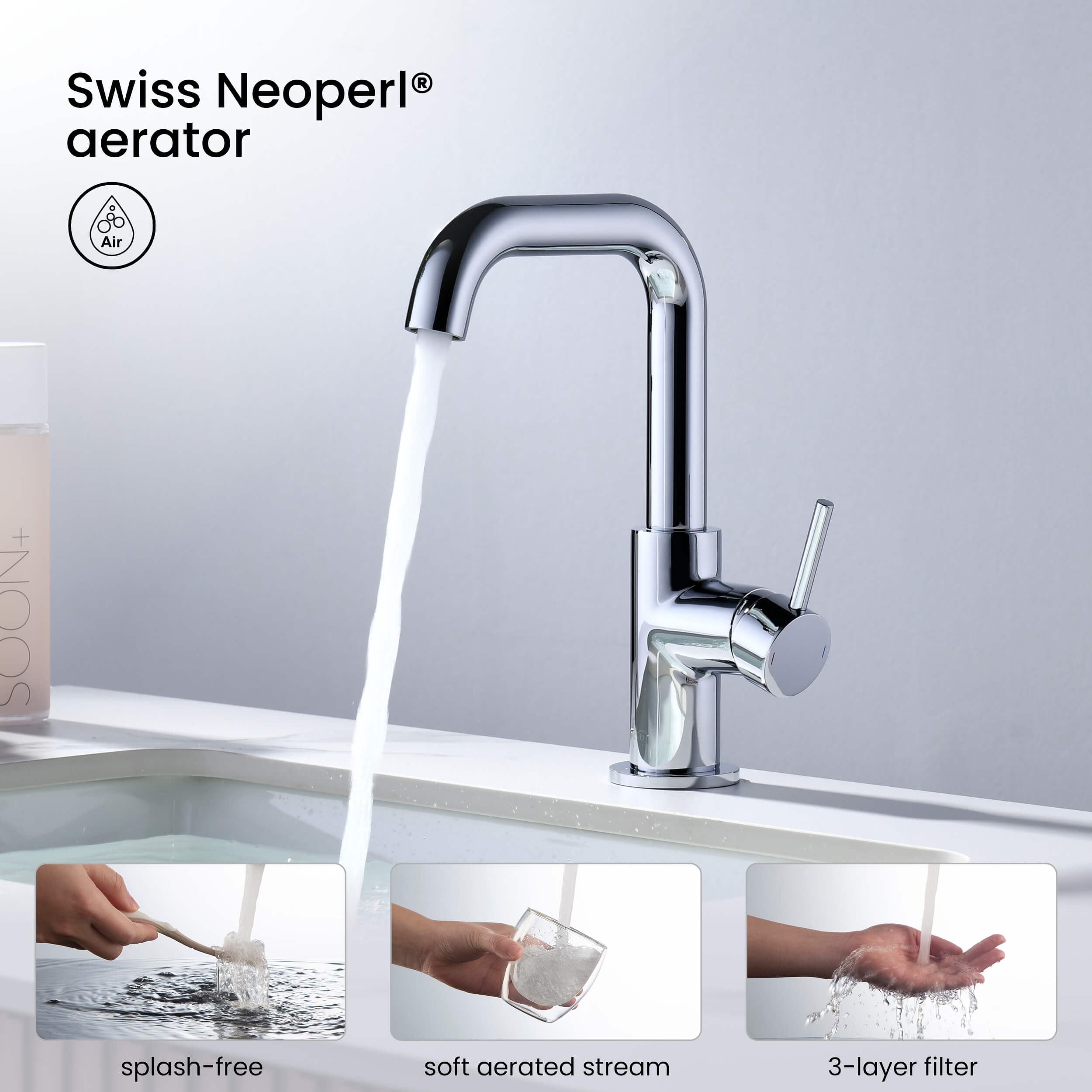 Tampa Single Handle High-Arc Bathroom Vanity Sink Faucet - CBF-1028