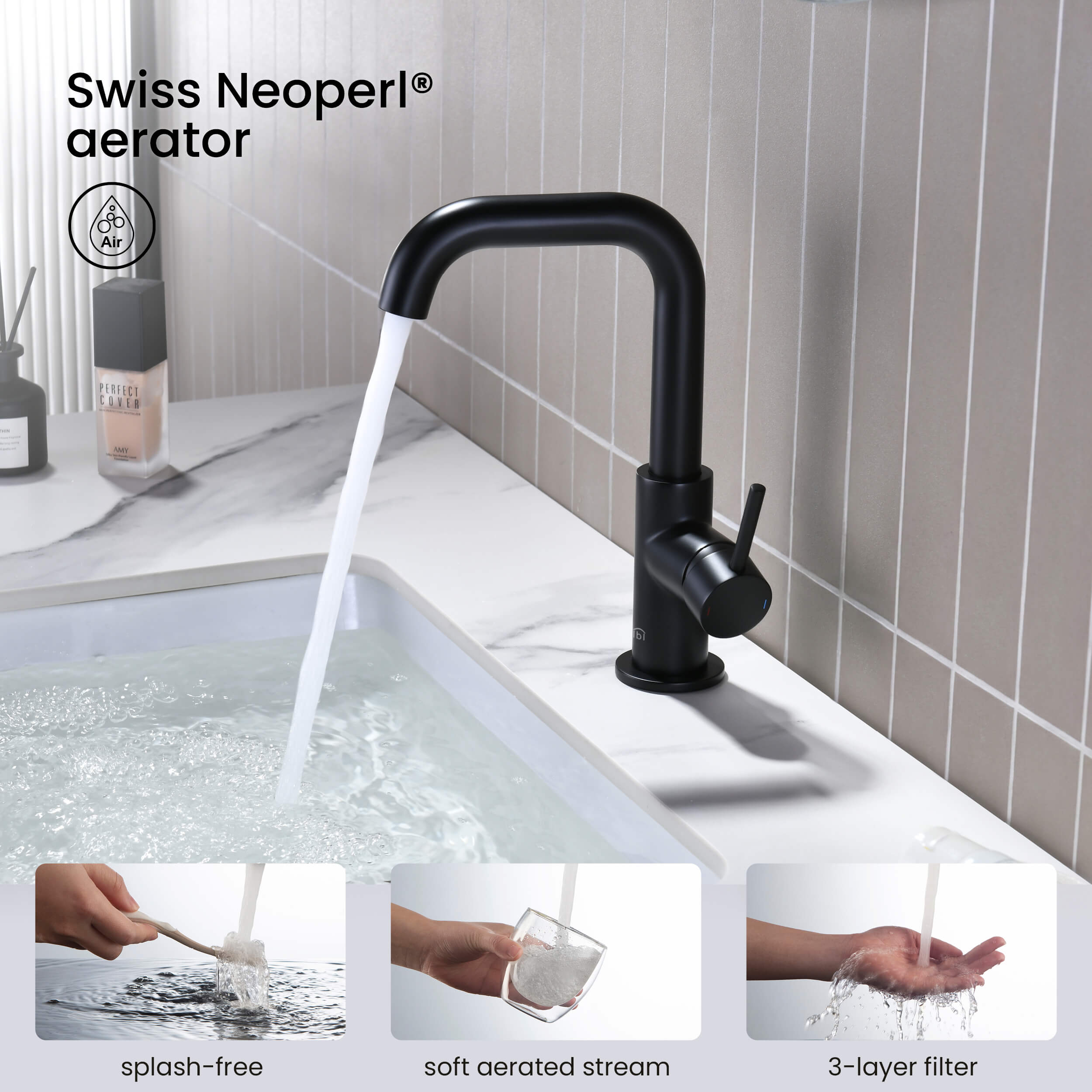 Tampa Single Handle High-Arc Bathroom Vanity Sink Faucet - CBF-1028