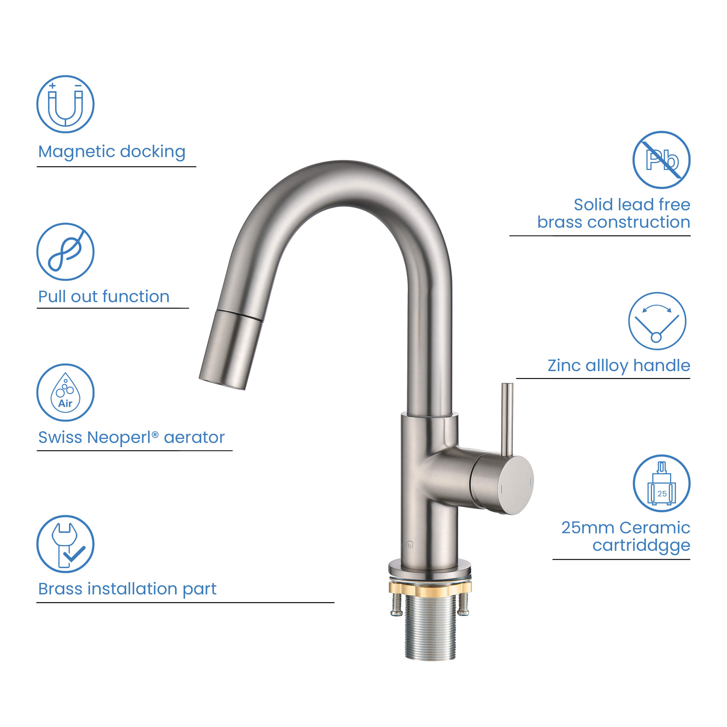 Halo Single Handle High-Arc Pull Down Sprayer Bathroom Vanity Sink Faucet - CBF-1077