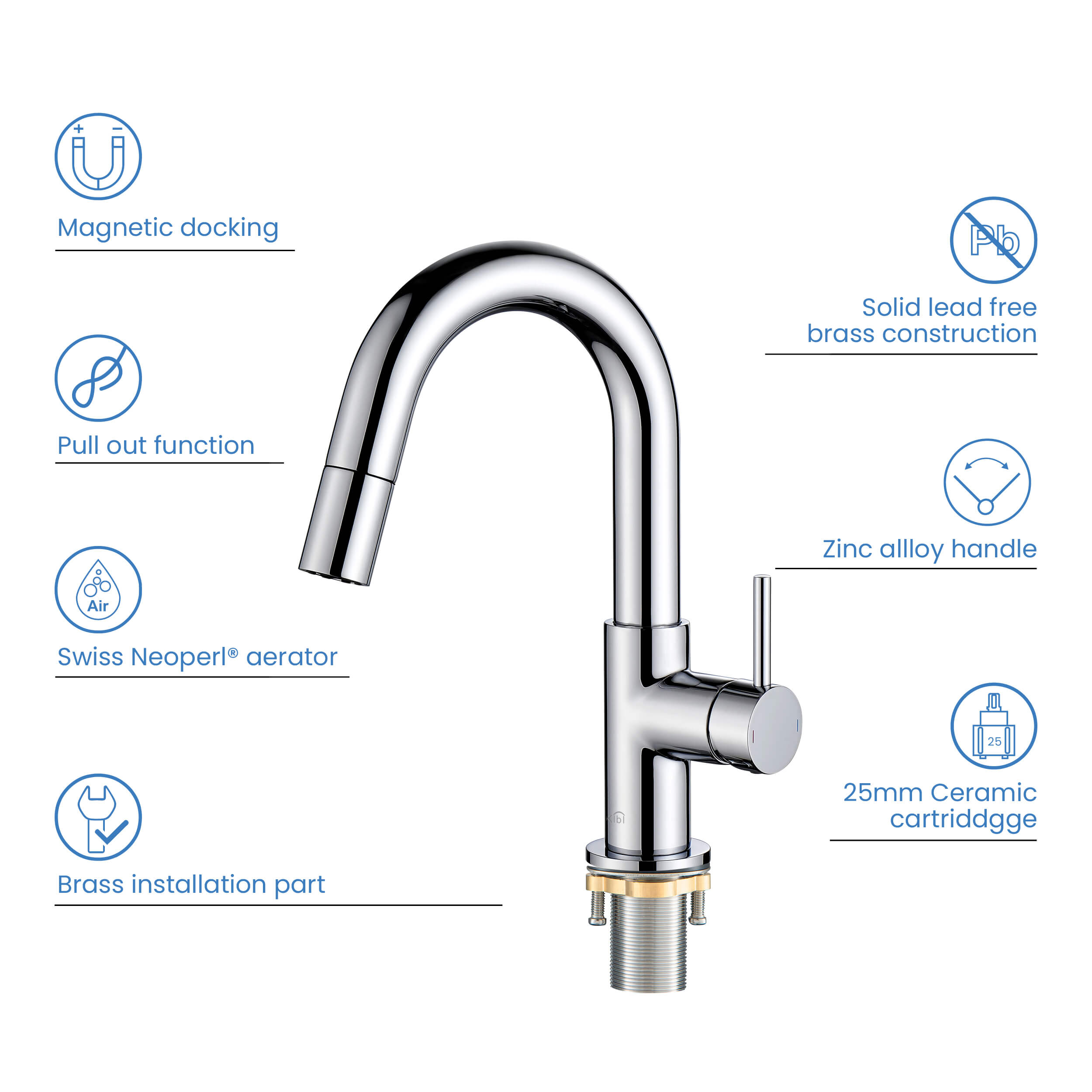 Halo Single Handle High-Arc Pull Down Sprayer Bathroom Vanity Sink Faucet - CBF-1077