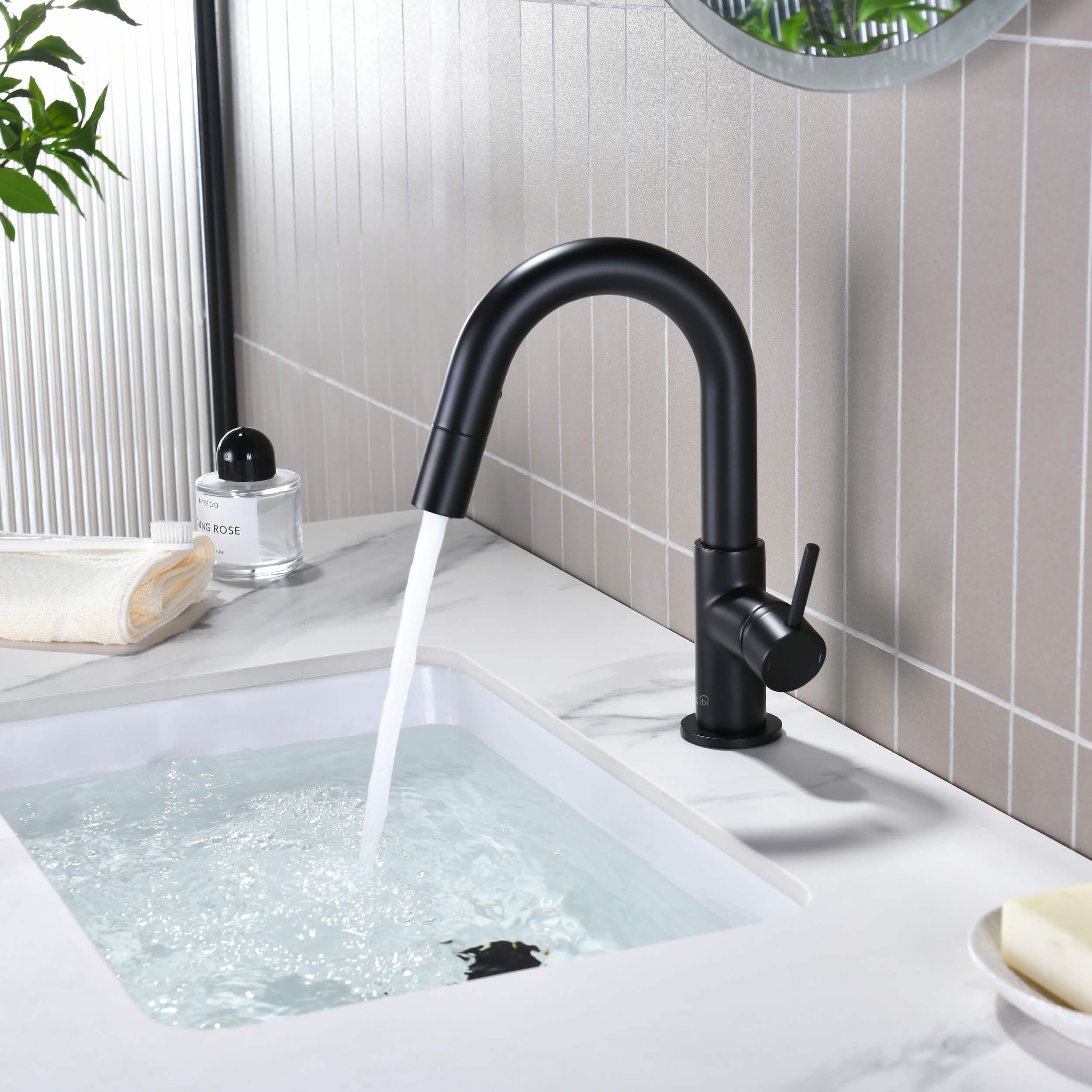 Halo Single Handle High-Arc Pull Down Sprayer Bathroom Vanity Sink Faucet - CBF-1077