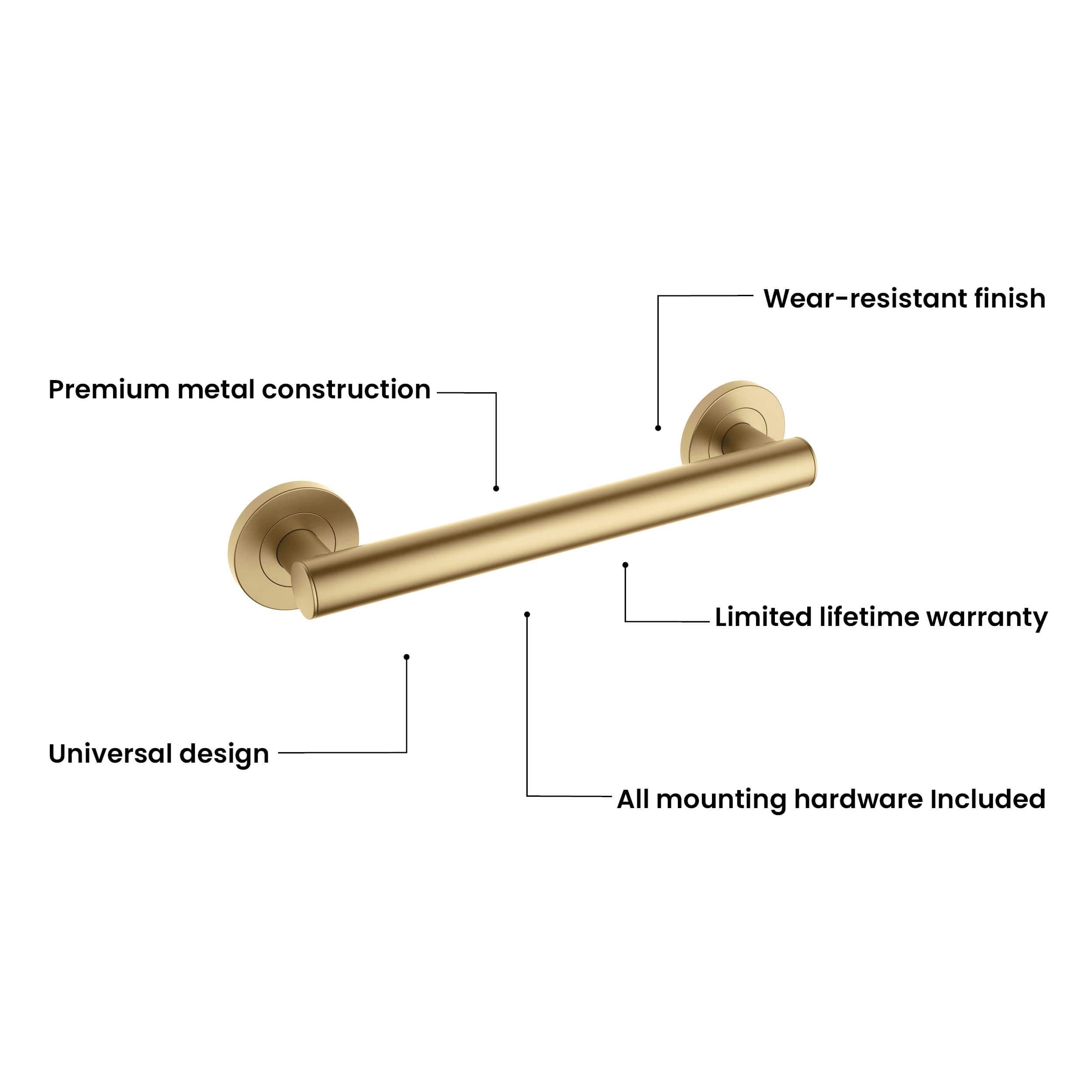 12" Stainless Steel Bathroom Safety Grab Bar - CGB-1112