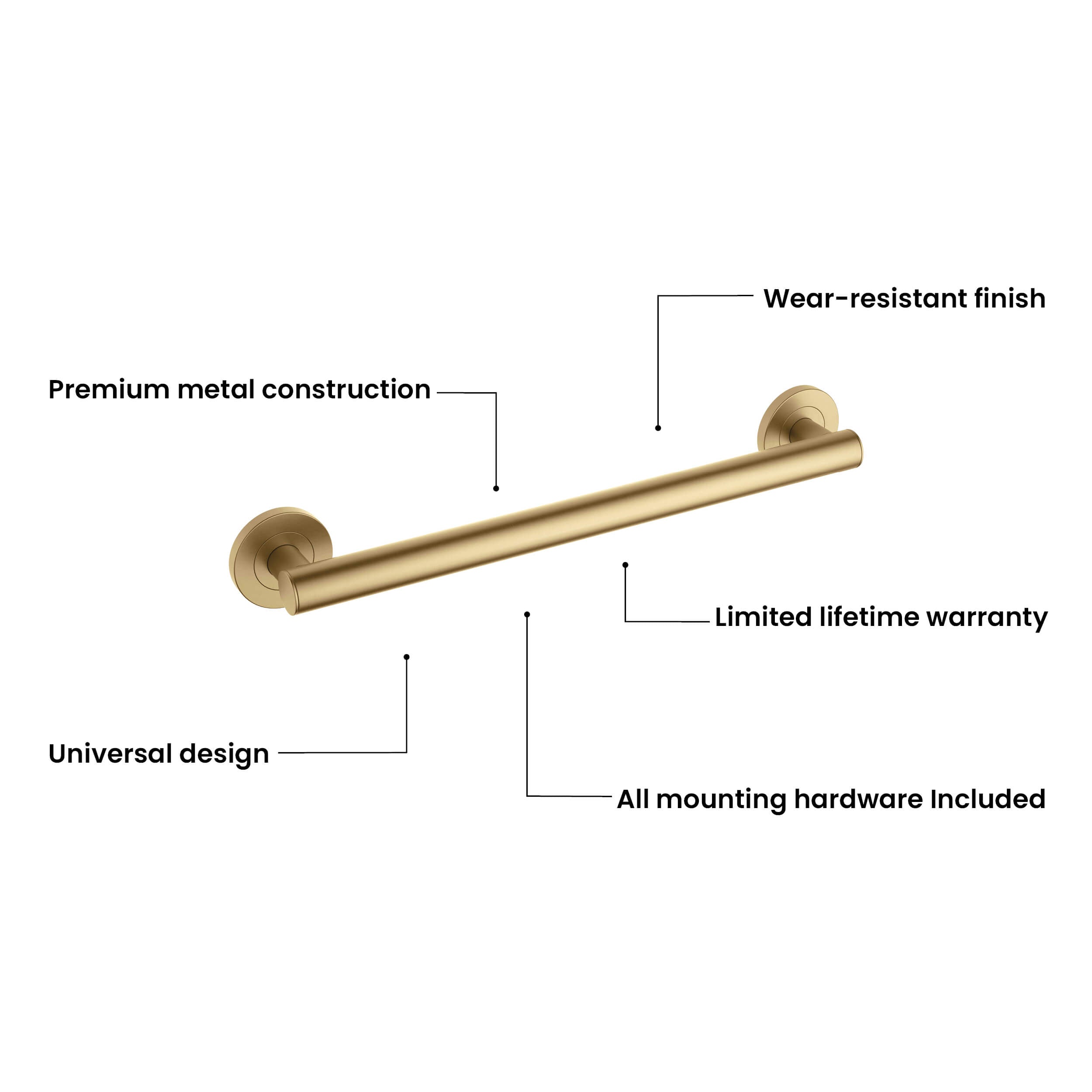 18" Stainless Steel Bathroom Safety Grab Bar - CGB-1118