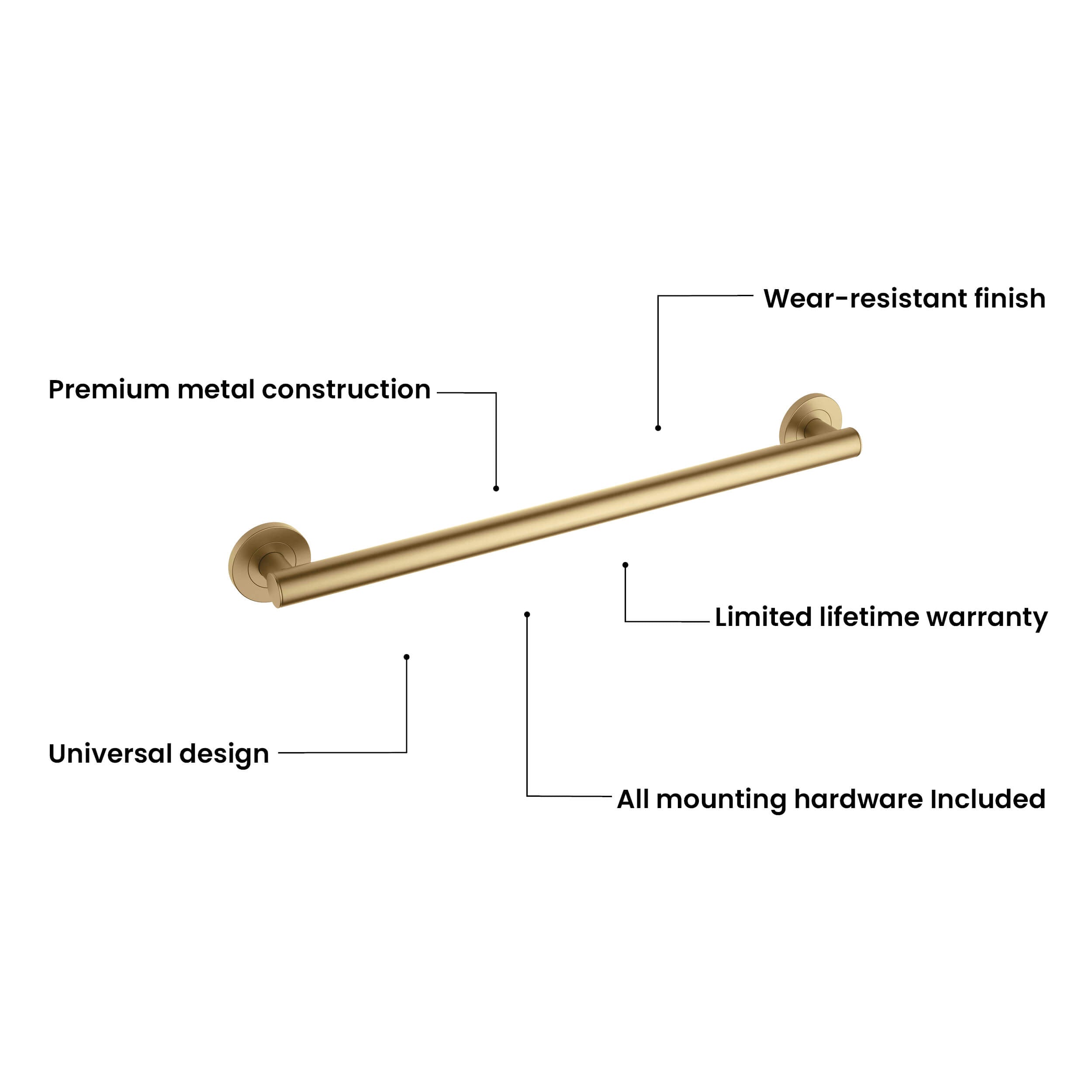 24" Stainless Steel Bathroom Safety Grab Bar - CGB-1124