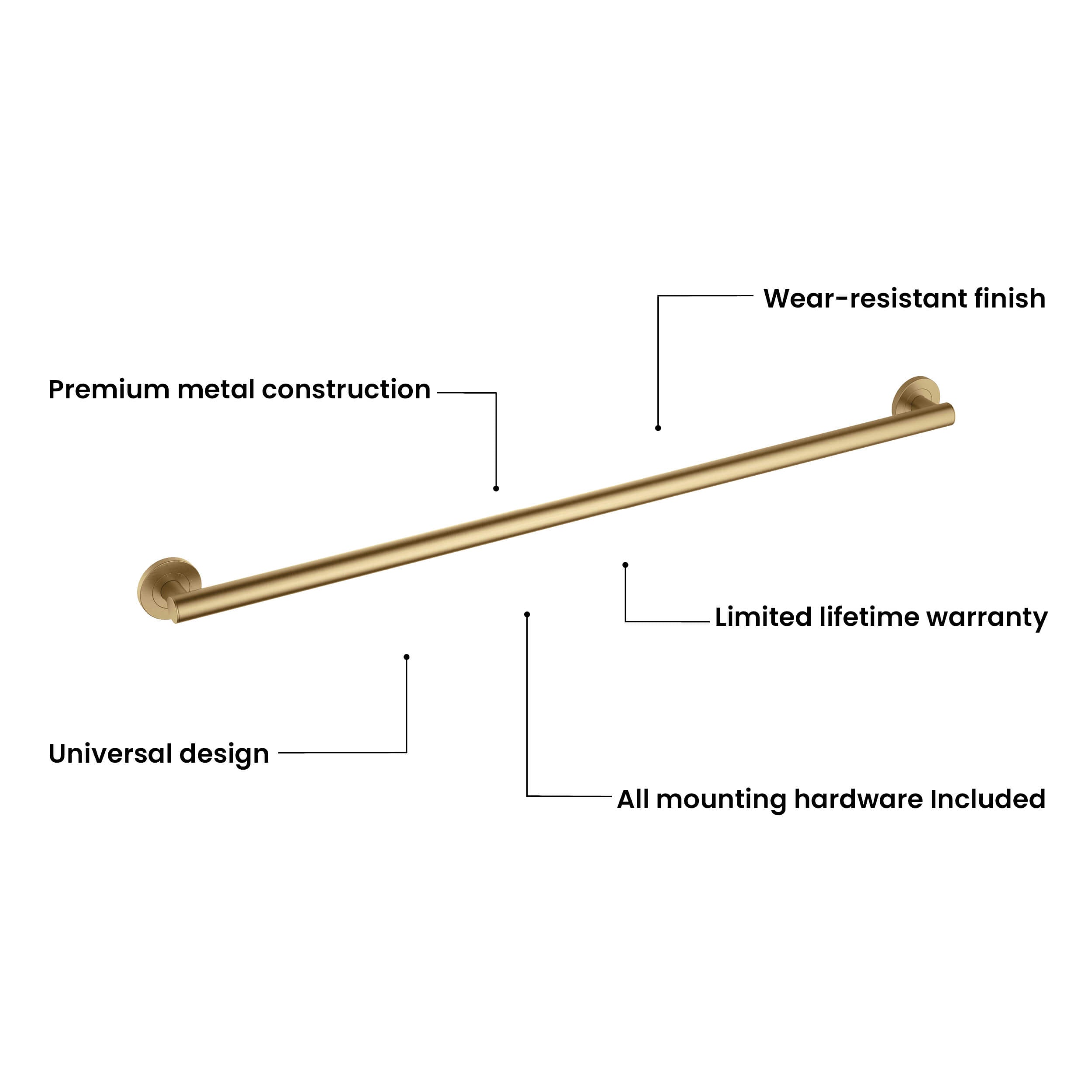 36" Stainless Steel Bathroom Safety Grab Bar - CGB-1136