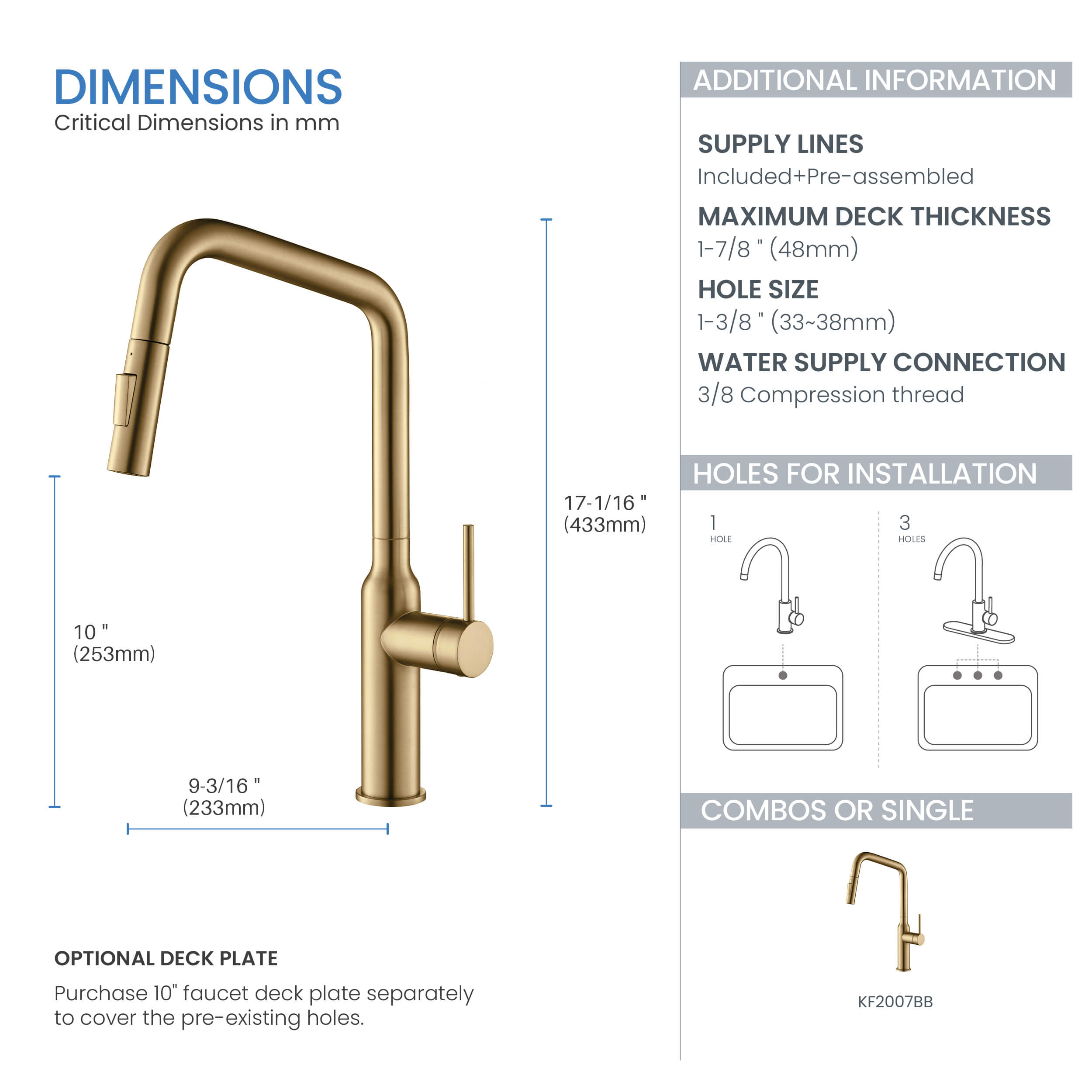Tampa Single Handle Pull Down Kitchen Sink Faucet - CKF-2007