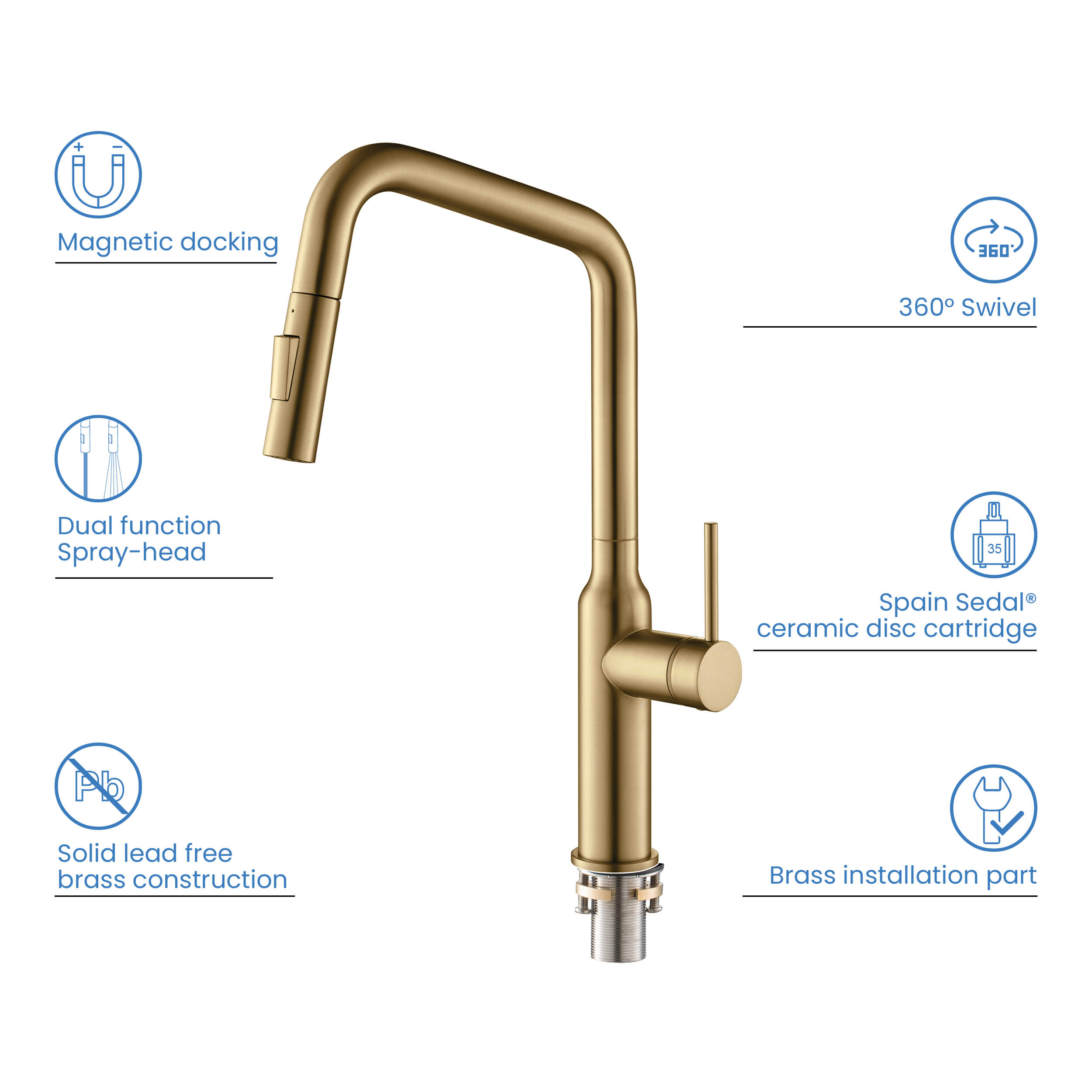 Tampa Single Handle Pull Down Kitchen Sink Faucet - CKF-2007
