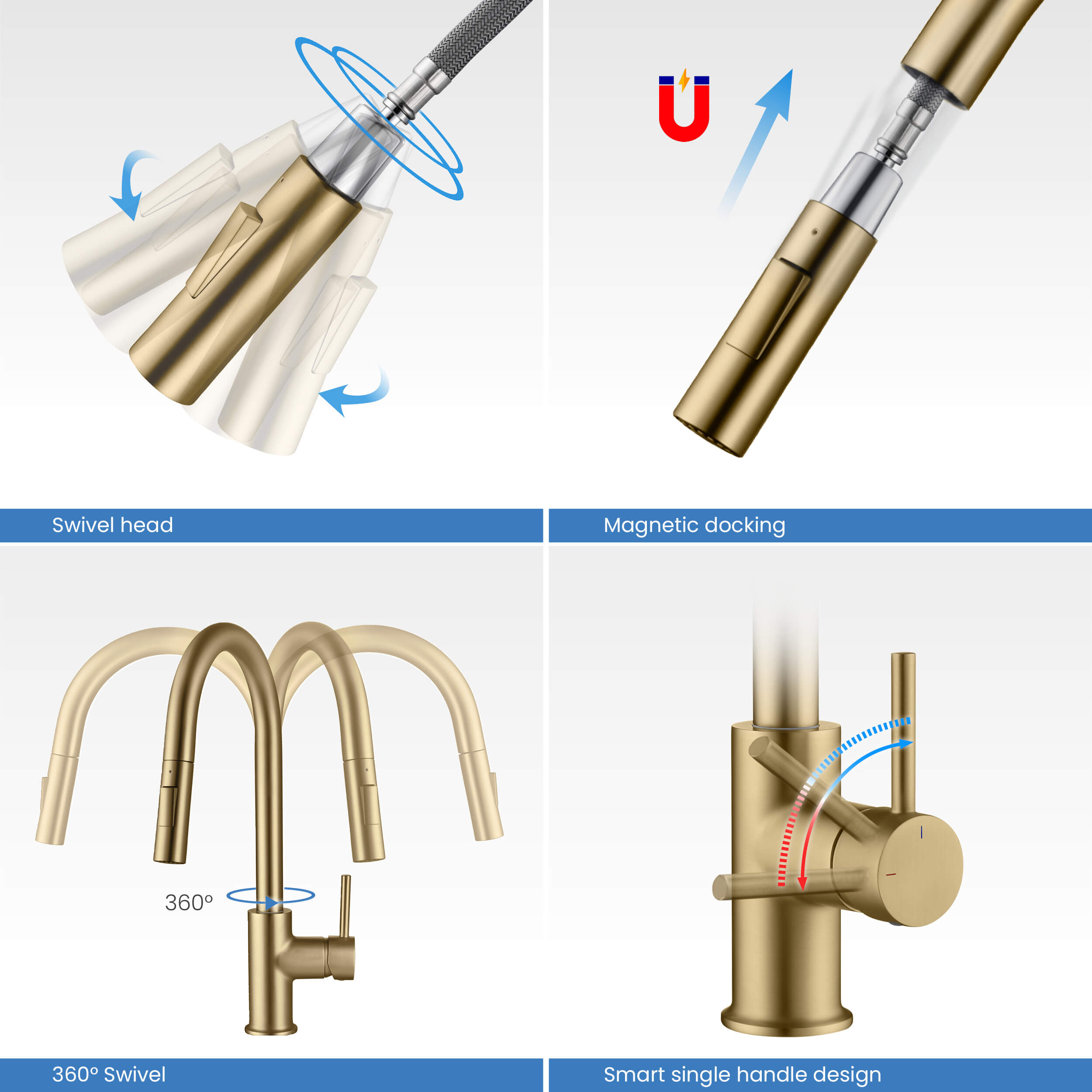 Halo Single Handle Pull Down Kitchen Faucet - CKF-2013