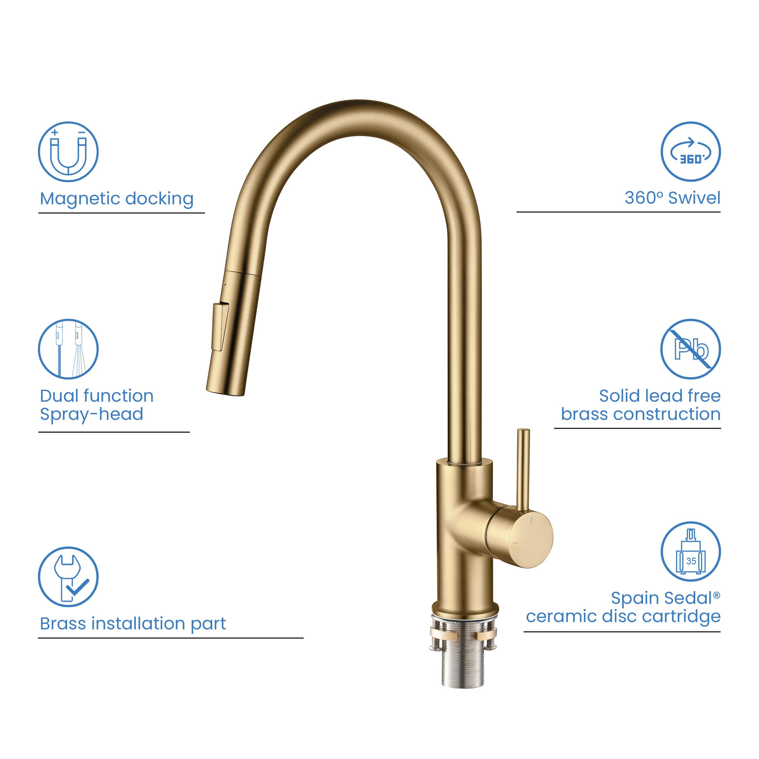 Halo Single Handle Pull Down Kitchen Faucet - CKF-2013