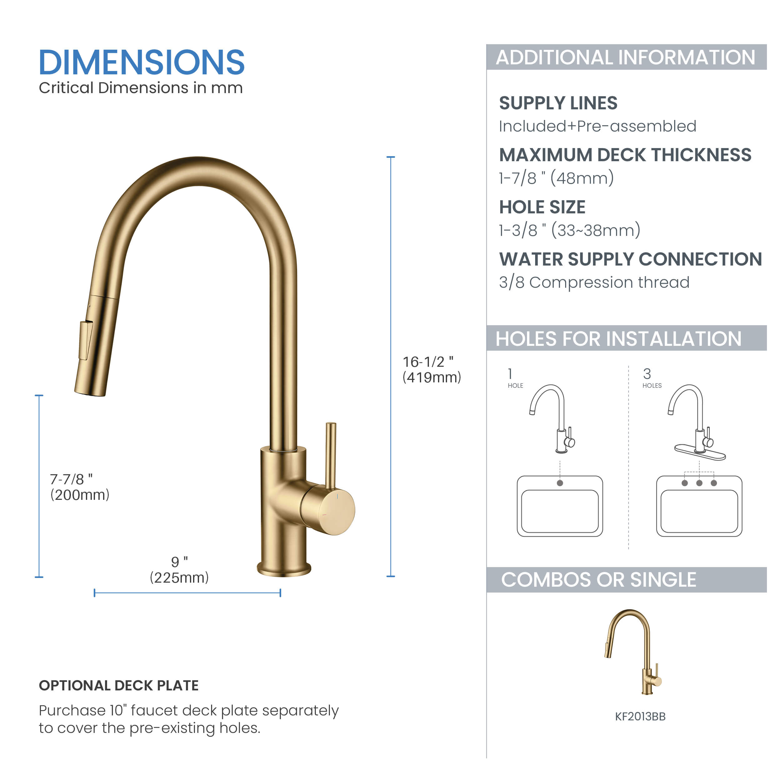 Halo Single Handle Pull Down Kitchen Faucet - CKF-2013