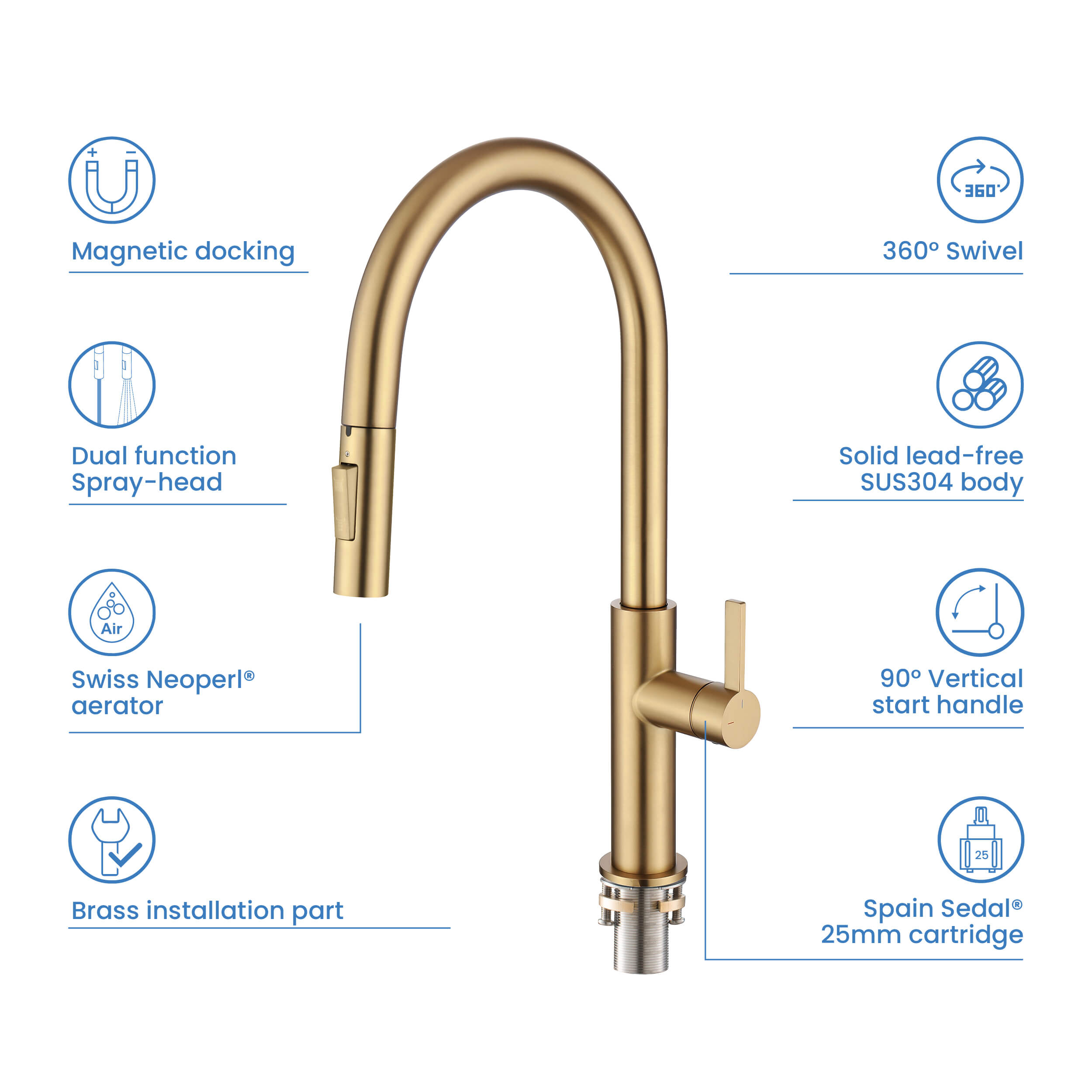 Neo Single Handle Pull Down Kitchen Faucet - CKF-2019