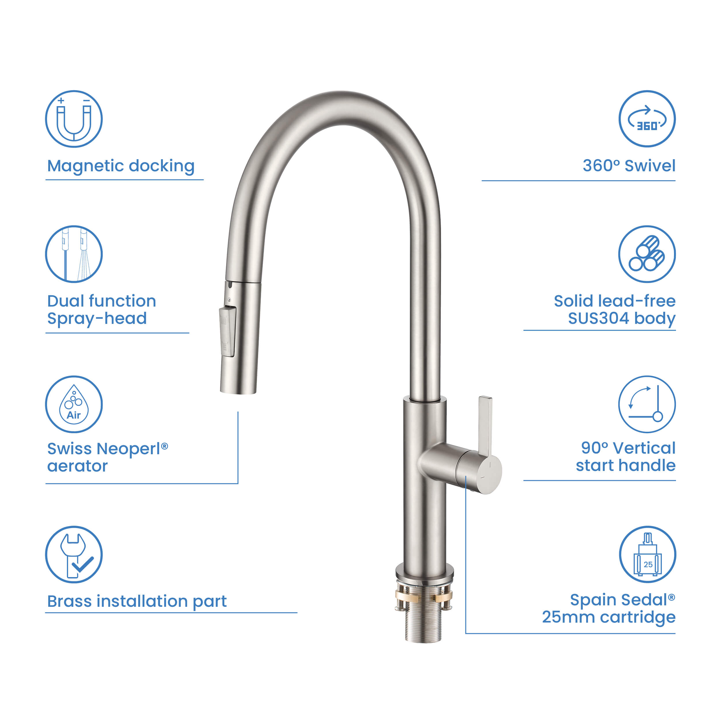 Neo Single Handle Pull Down Kitchen Faucet - CKF-2019