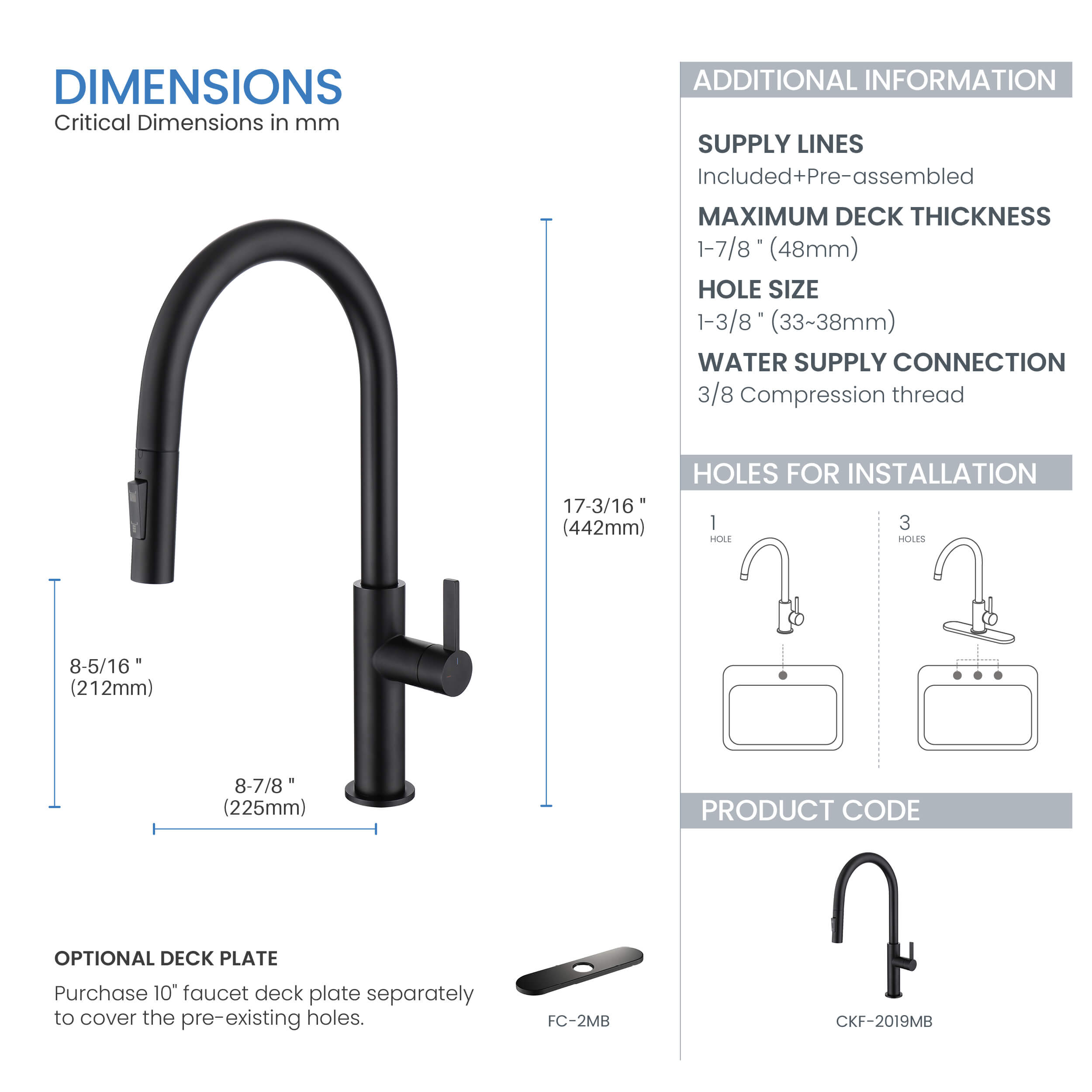 Neo Single Handle Pull Down Kitchen Faucet - CKF-2019