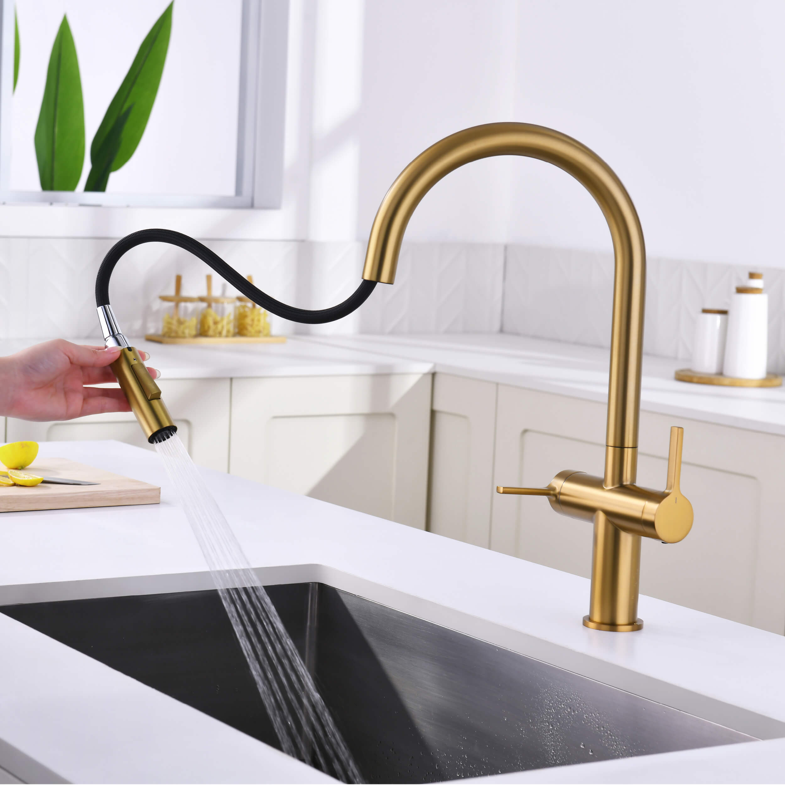 Neo Single Hole Two Handle Pull Down Kitchen Faucet - CKF-2020