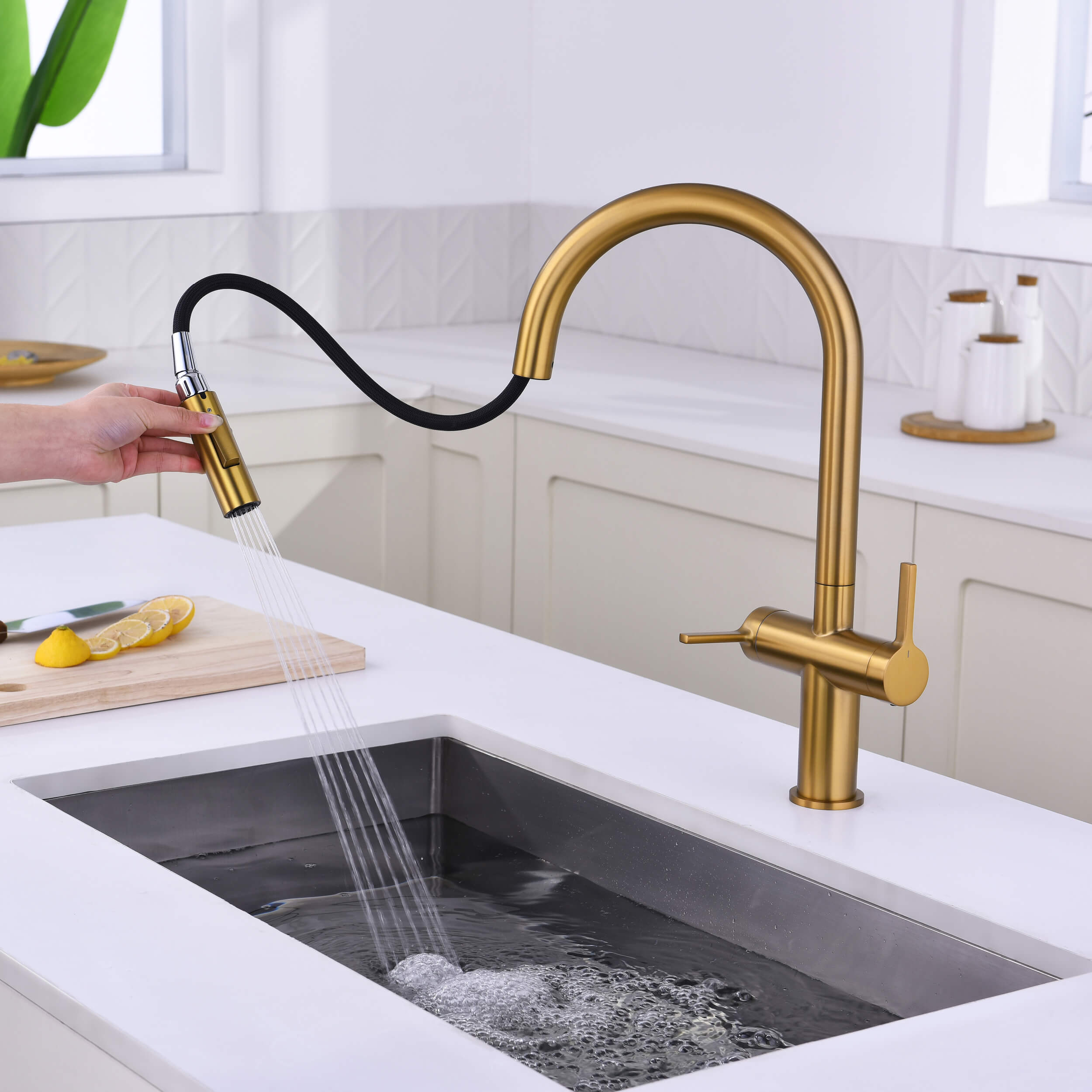 Neo Single Hole Two Handle Pull Down Kitchen Faucet - CKF-2020