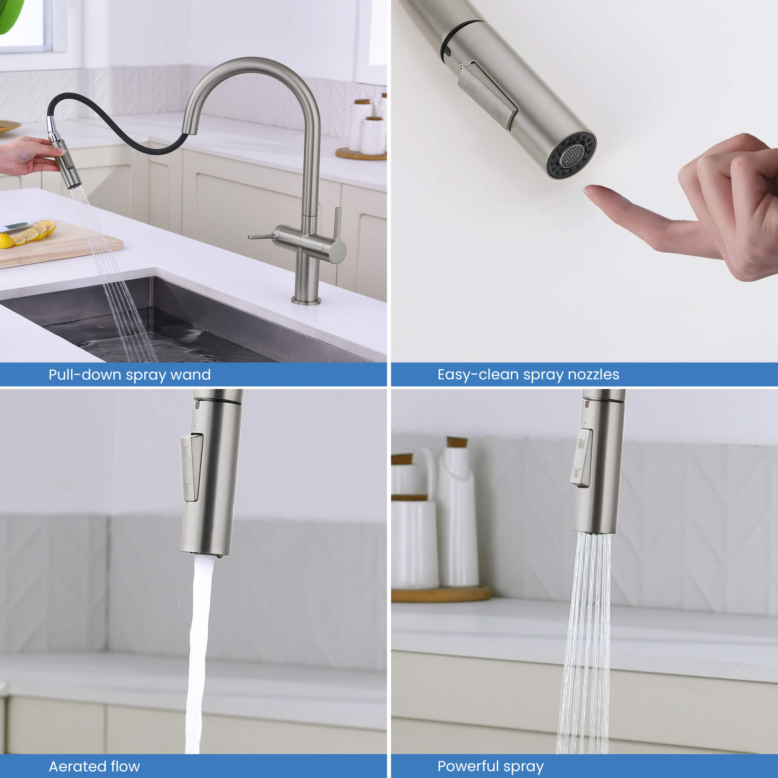 Neo Single Hole Two Handle Pull Down Kitchen Faucet - CKF-2020