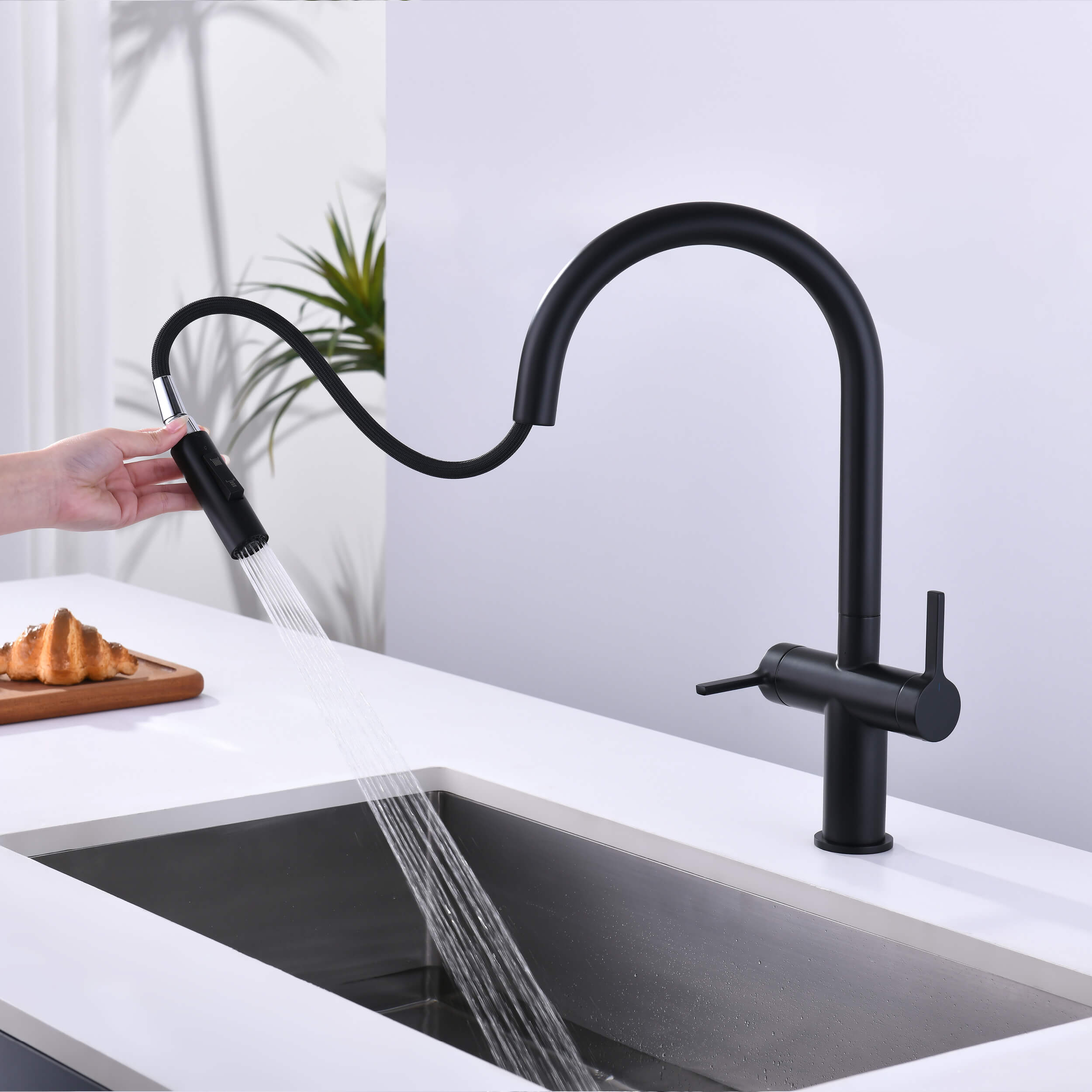 Neo Single Hole Two Handle Pull Down Kitchen Faucet - CKF-2020