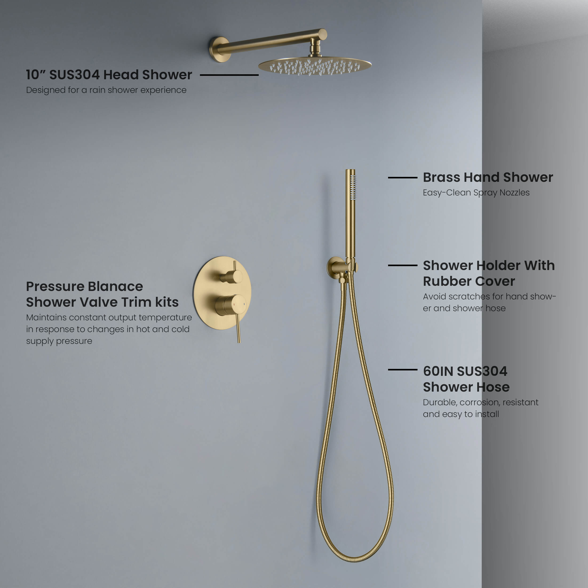 Halo Pressure Balanced 2-Function Wall Mount Shower System with Rough-in Valve - CSF-4003