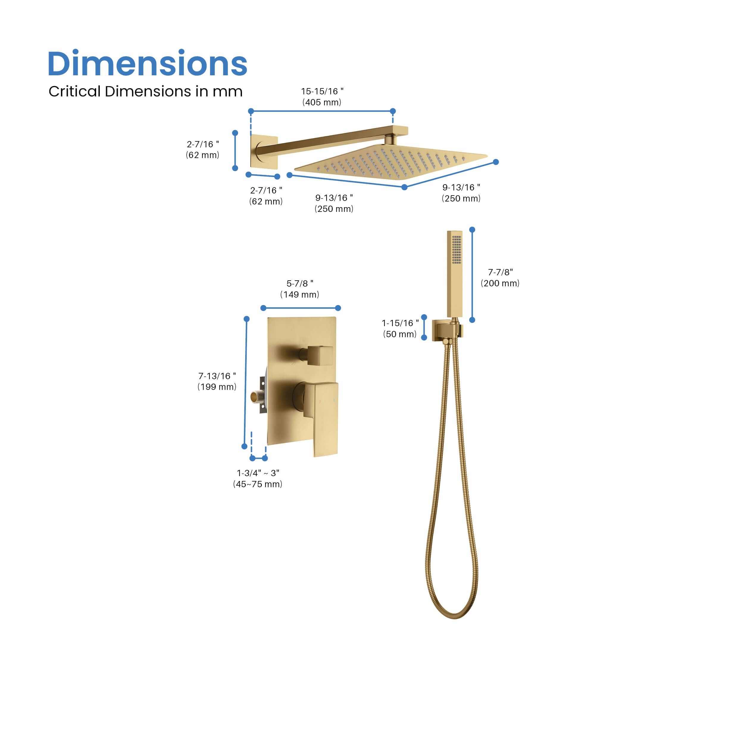 Quadra Pressure Balanced 2-Function Wall Mount Shower System with Rough-In Valve - CSF-4005