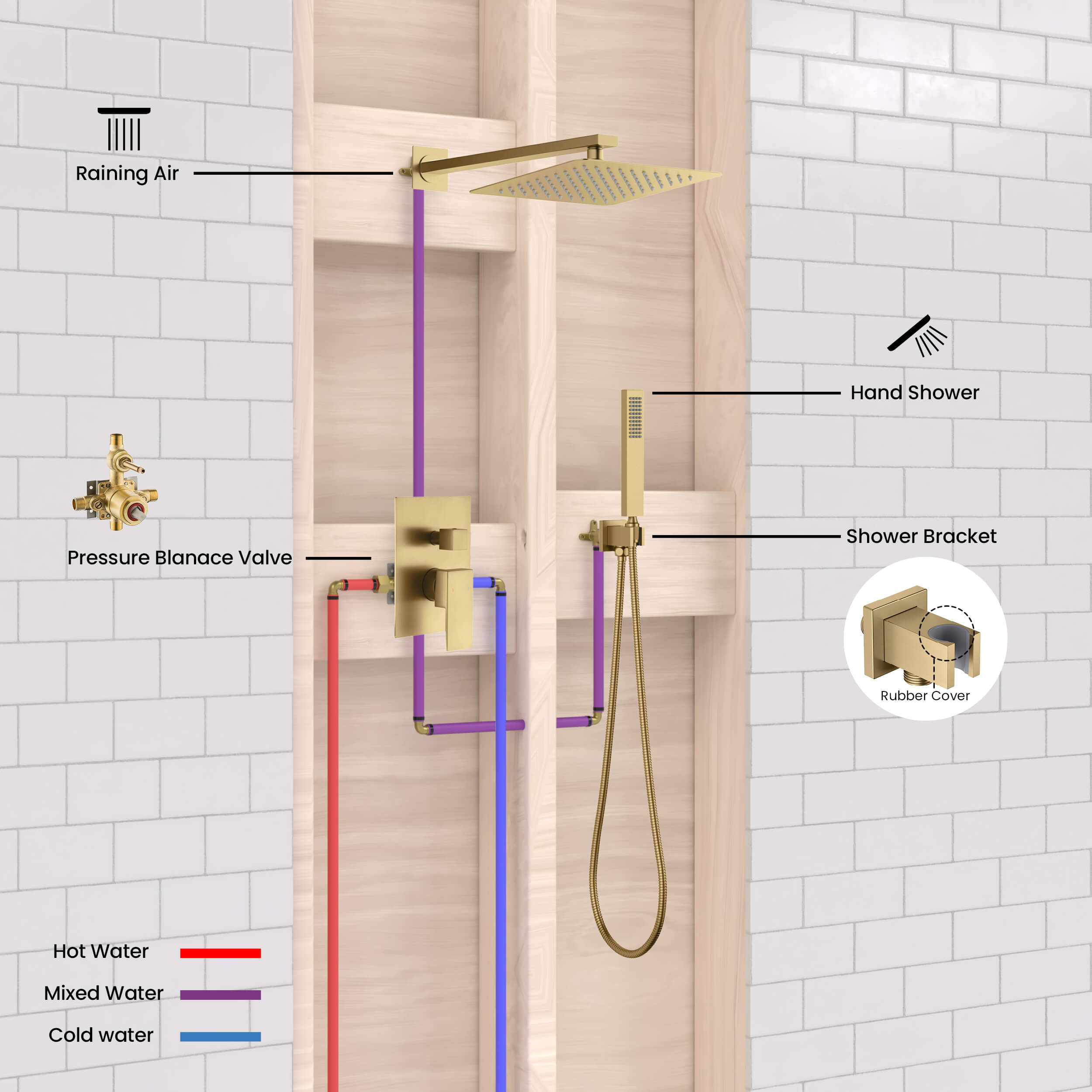 Quadra Pressure Balanced 2-Function Wall Mount Shower System with Rough-In Valve - CSF-4005