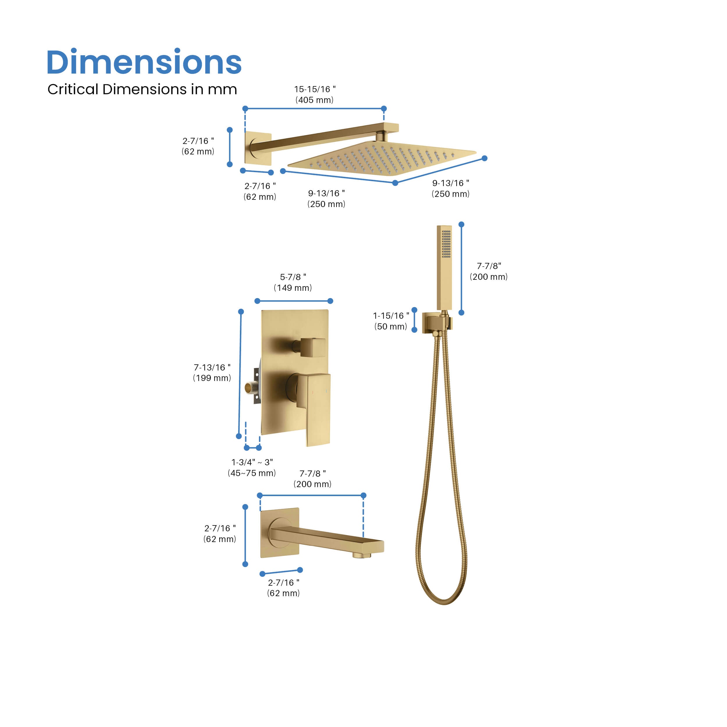 Quadra Pressure Balanced 3-Function Wall Mount Shower System with Rough-In Valve - CSF-4006