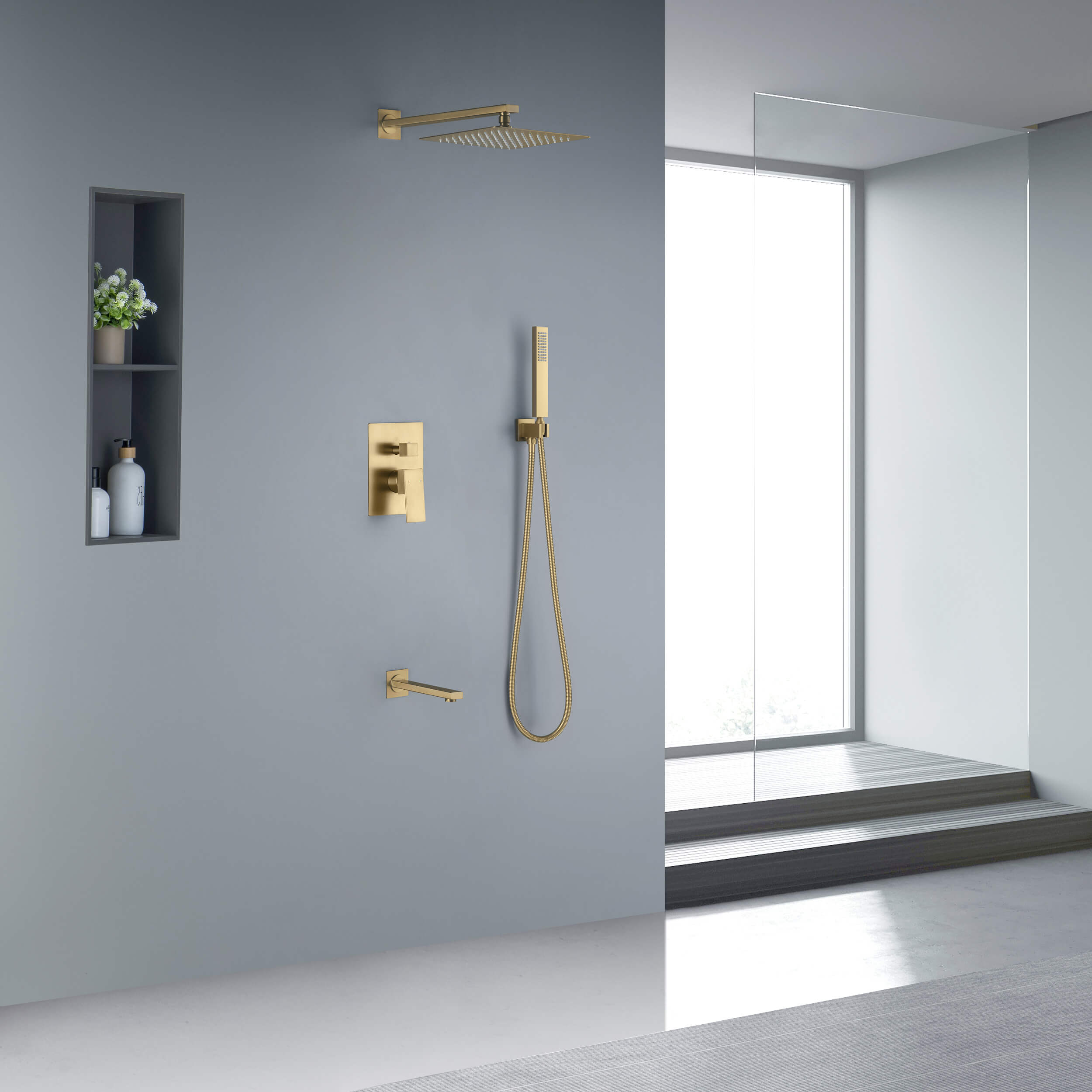 Quadra Pressure Balanced 3-Function Wall Mount Shower System with Rough-In Valve - CSF-4006