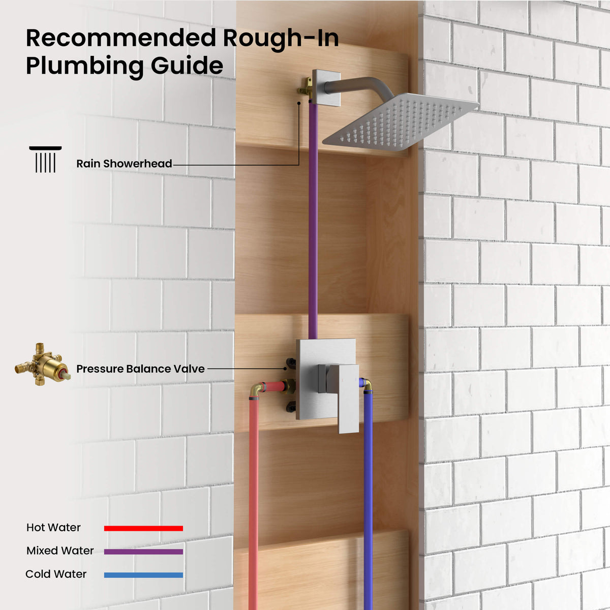 Quadra Single Function Pressure Balanced Complete Shower Faucet Set - CSF-4017