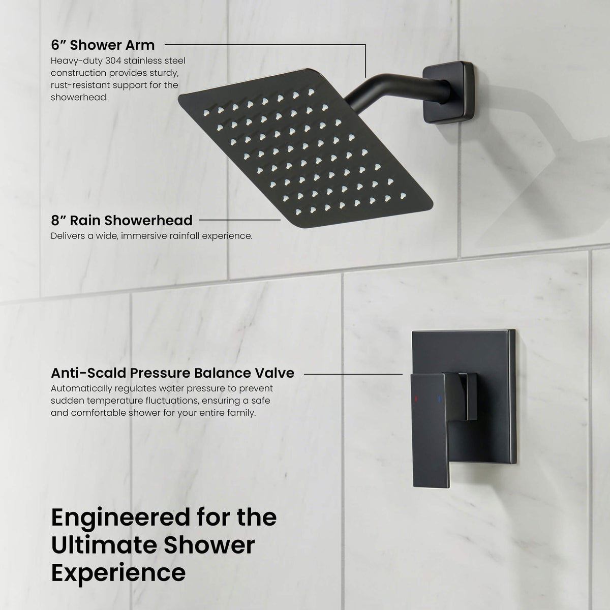 Quadra Single Function Pressure Balanced Complete Shower Faucet Set - CSF-4017