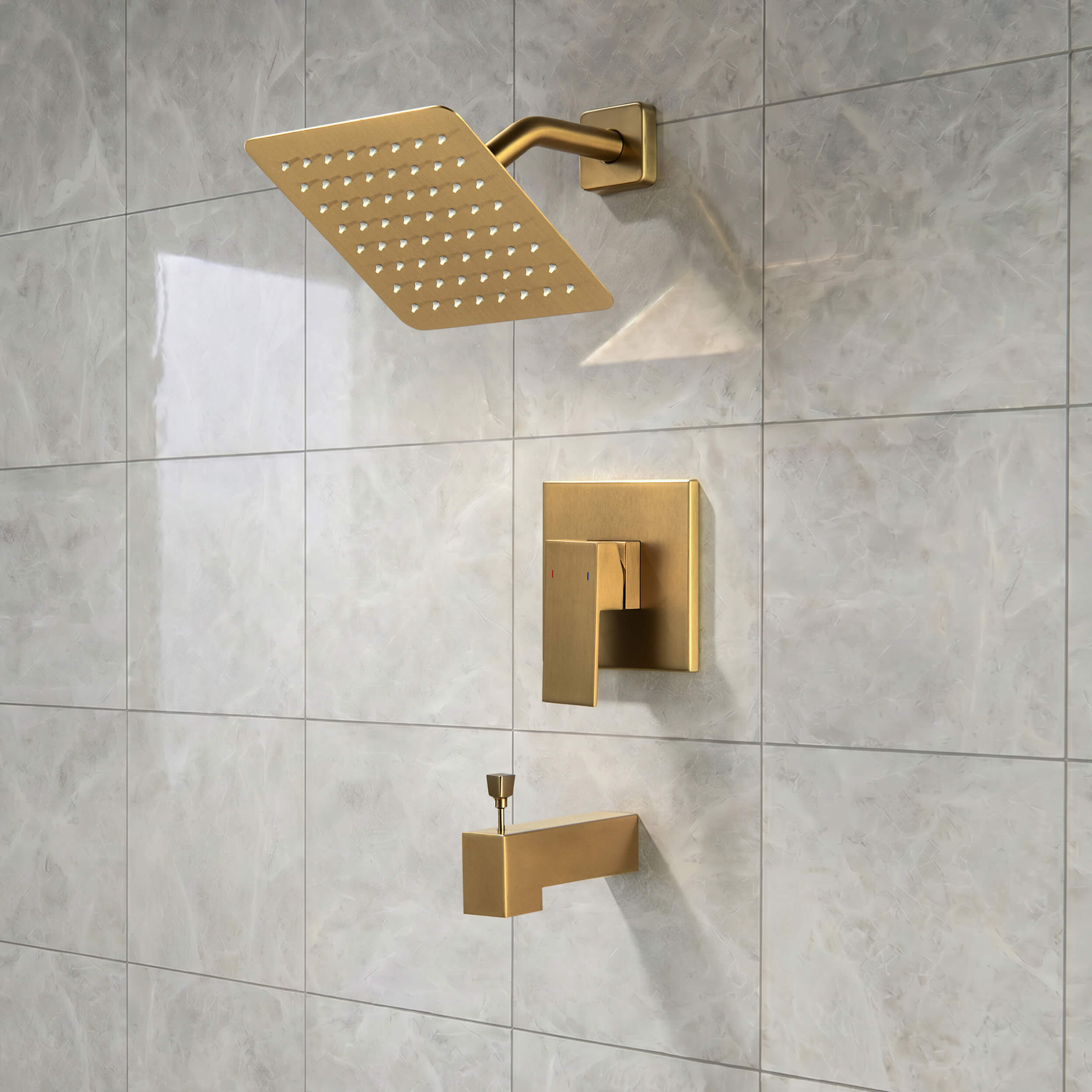 Quadra Single Function Pressure Balanced Complete Shower Faucet Set with Tub Spout - CSF-4018