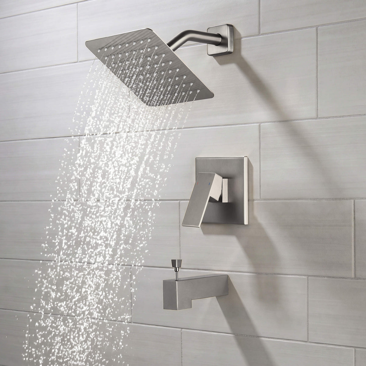 Quadra Single Function Pressure Balanced Complete Shower Faucet Set with Tub Spout - CSF-4018