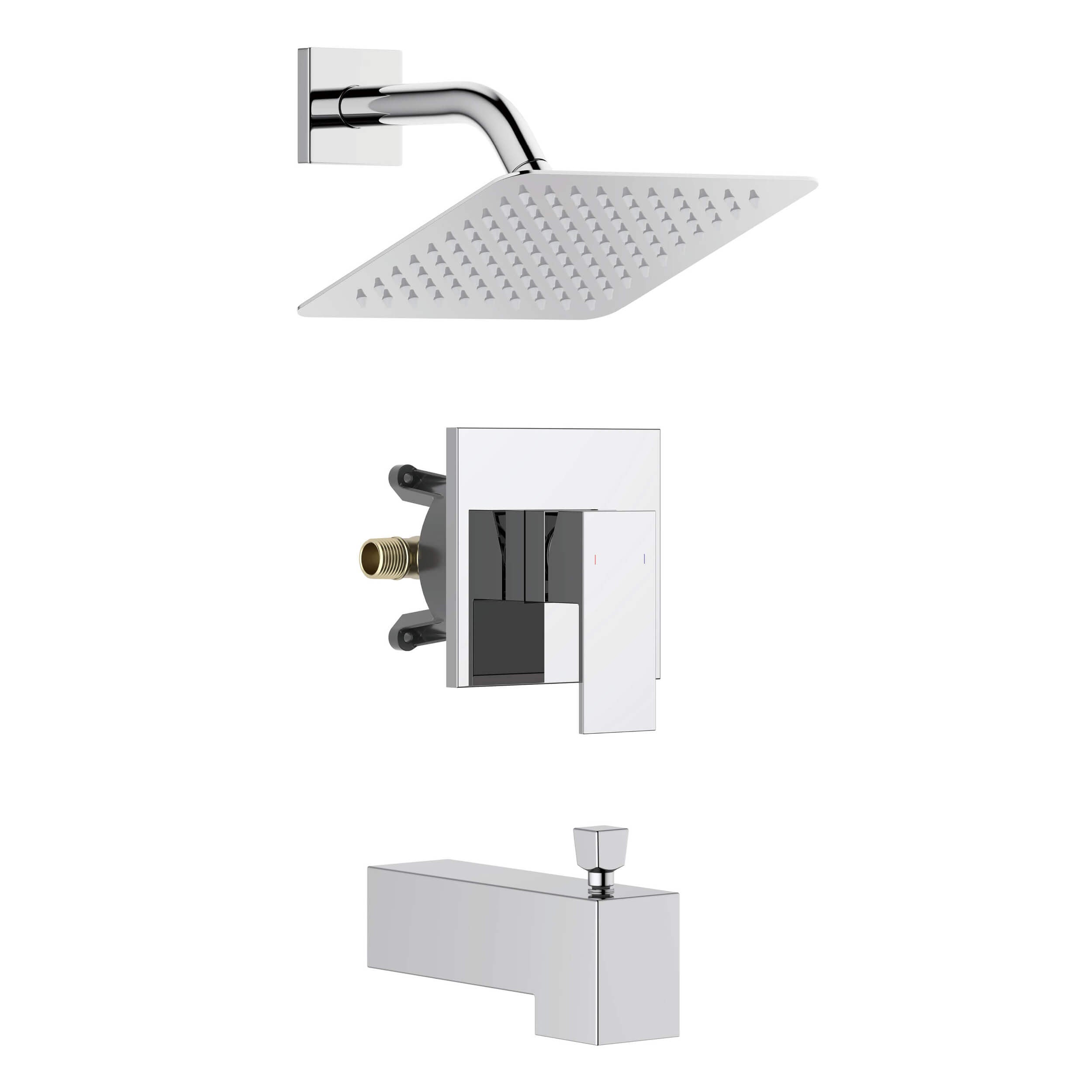 Quadra Single Function Pressure Balanced Complete Shower Faucet Set with Tub Spout - CSF-4018