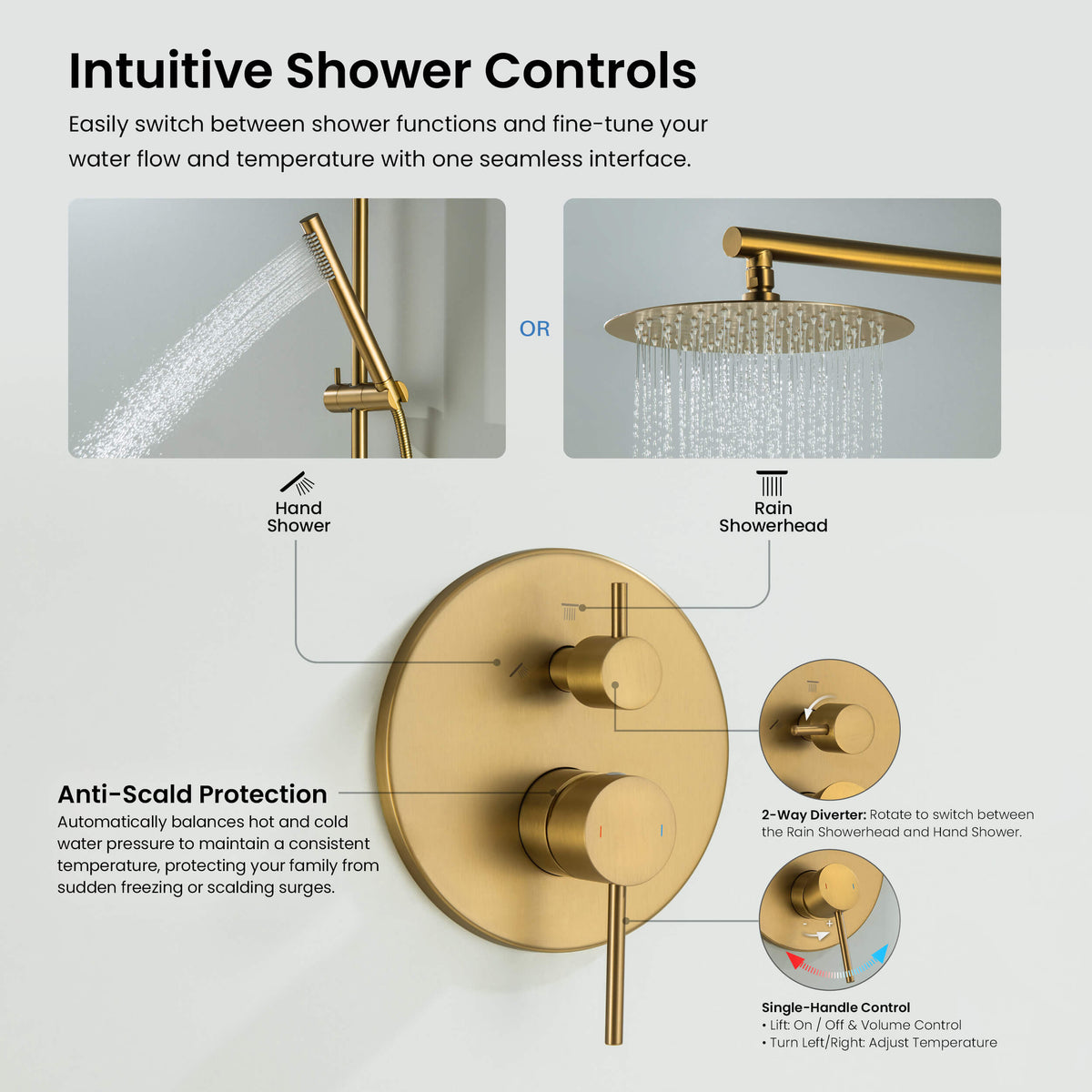 Halo 2-Function Pressure Balanced Complete Shower Faucet Set with Slide Bar - CSF-4019