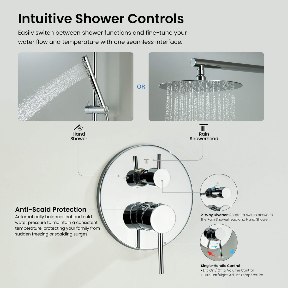 Halo 2-Function Pressure Balanced Complete Shower Faucet Set with Slide Bar - CSF-4019