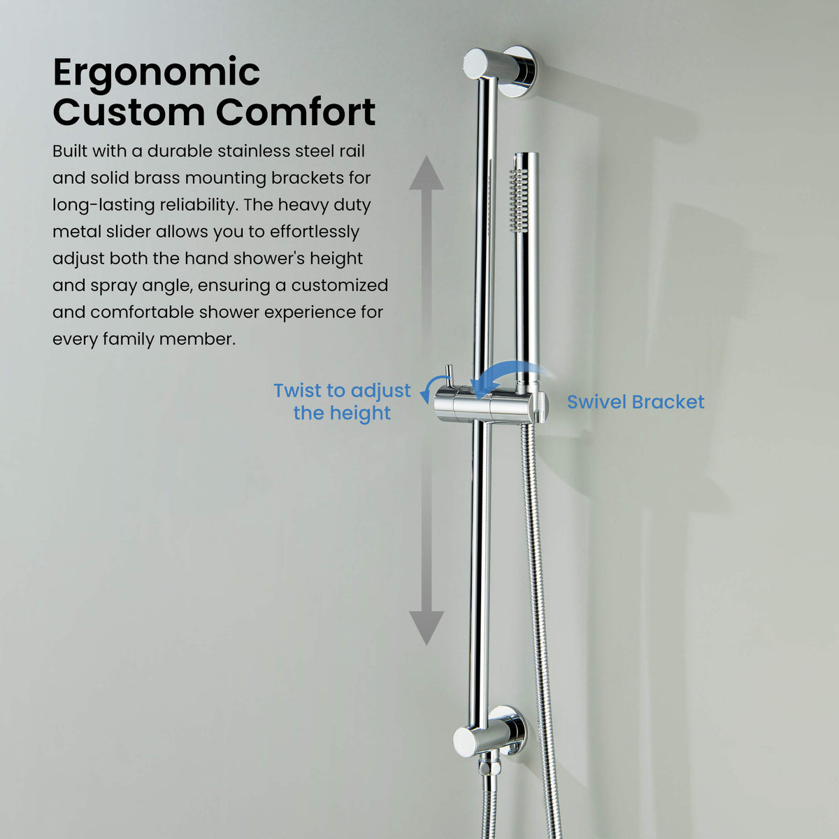 Halo 2-Function Pressure Balanced Complete Shower Faucet Set with Slide Bar - CSF-4019