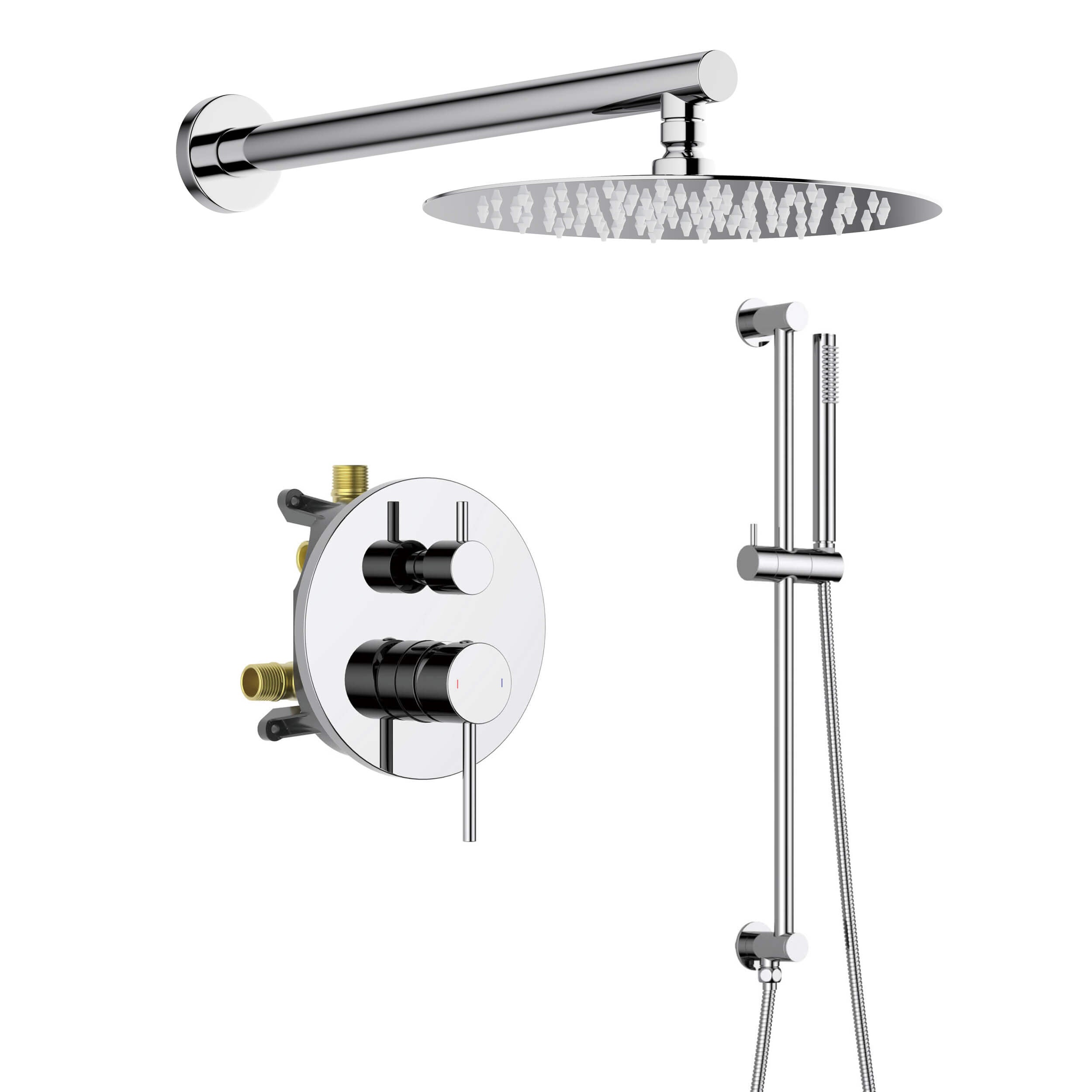 Halo 2-Function Pressure Balanced Complete Shower Faucet Set with Slide Bar - CSF-4019