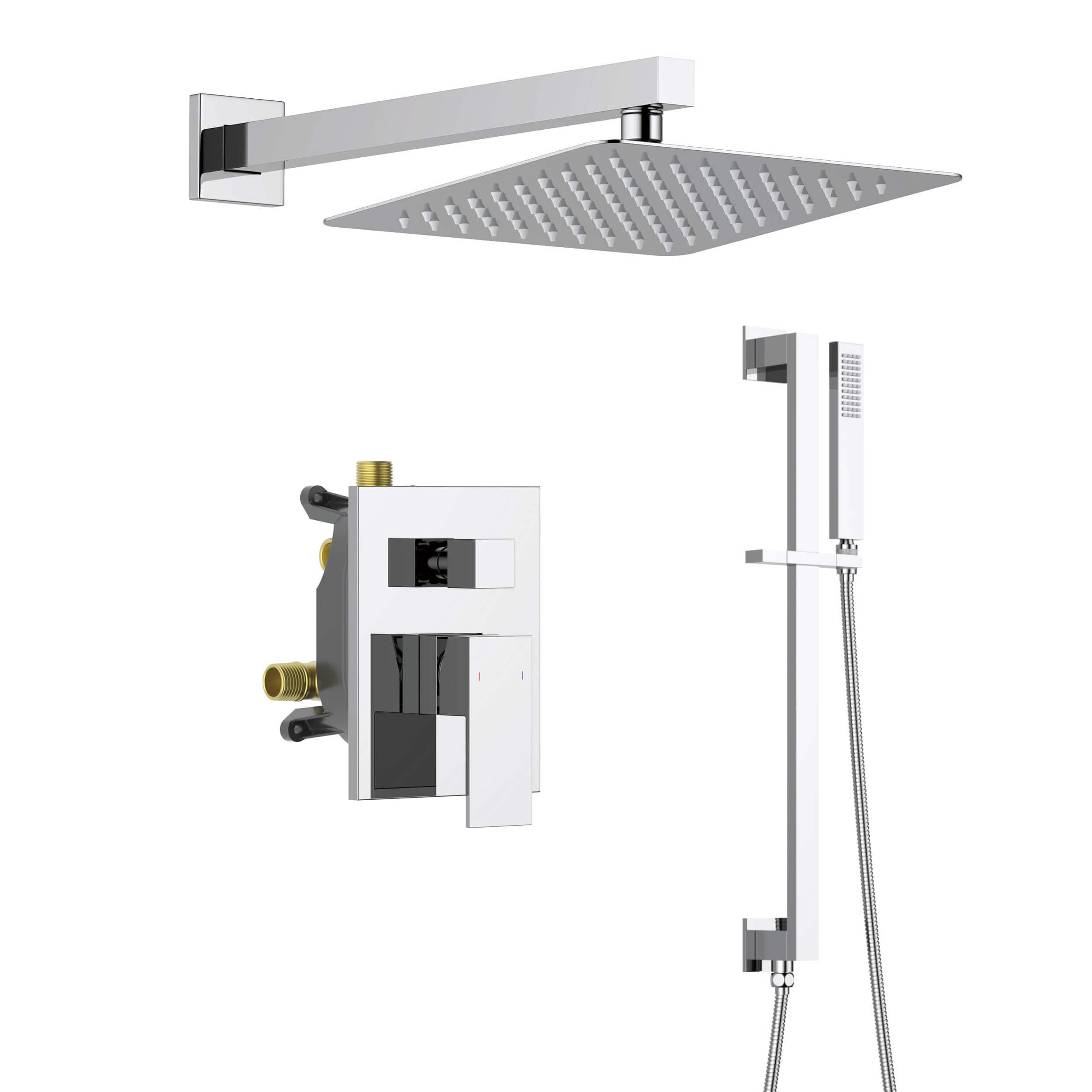 Quadra 2-Function Pressure Balanced Complete Shower Faucet Set with Slide Bar - CSF-4020
