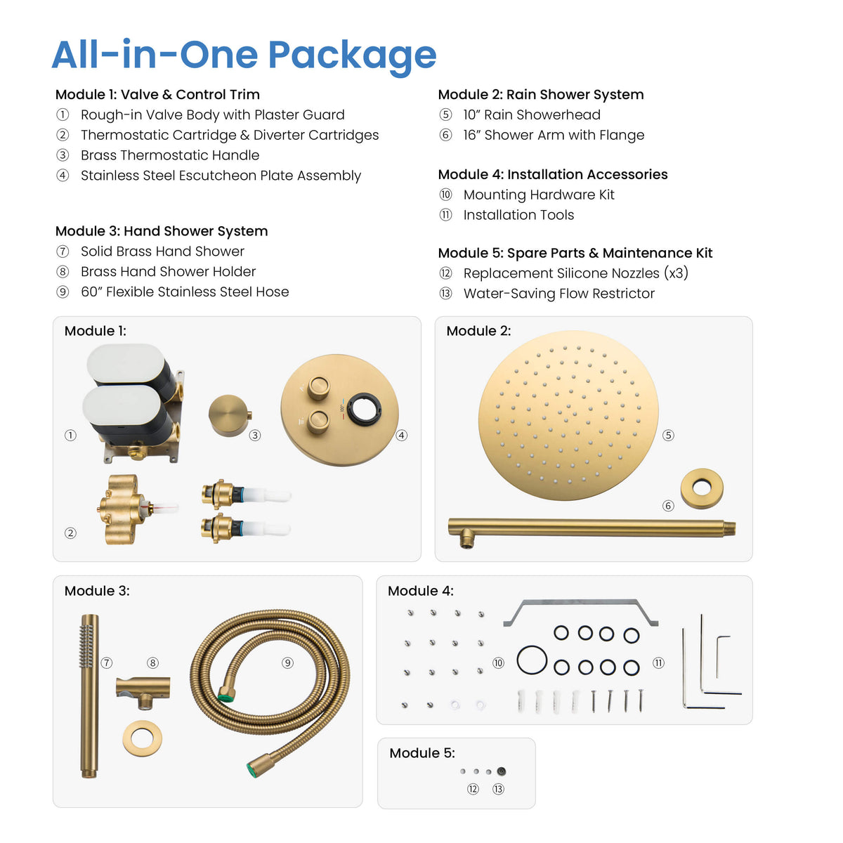 Halo 2-Function Thermostatic Complete Shower Faucet Set - CSF-4023